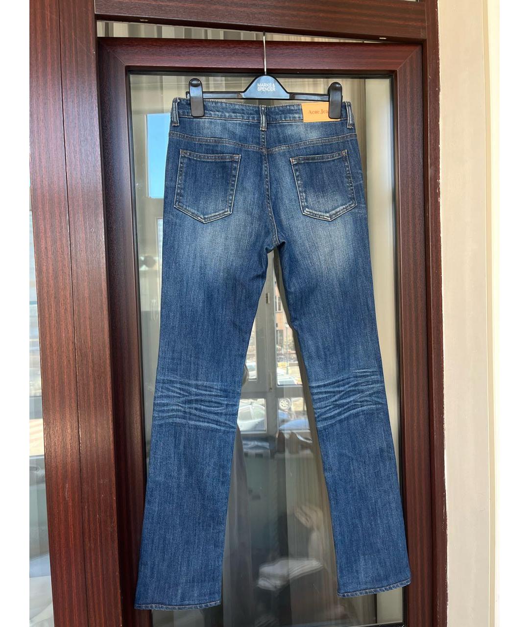 ACNE STUDIOS Синие хлопко-эластановые прямые джинсы, фото 5