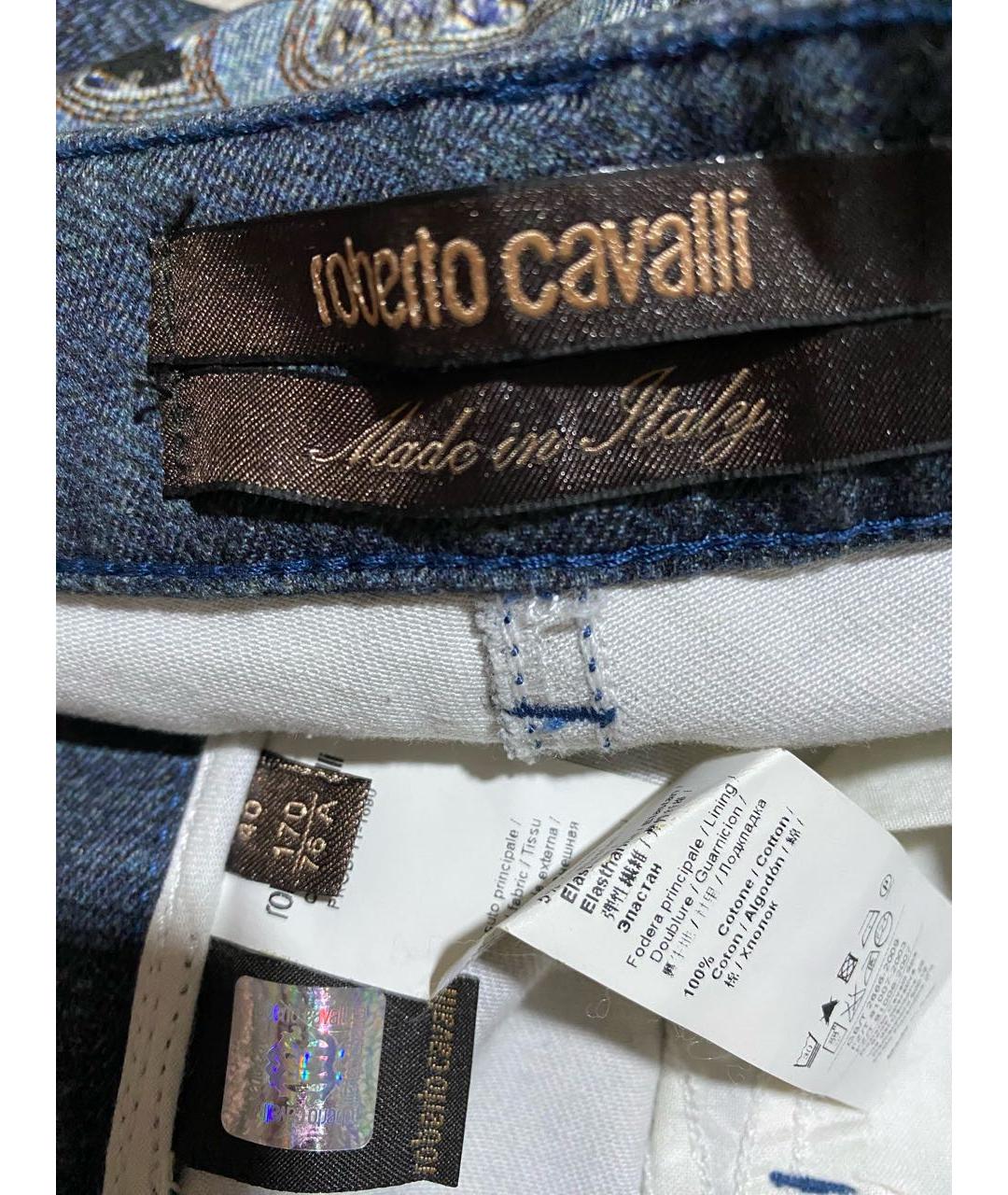 ROBERTO CAVALLI Синие хлопковые джинсы клеш, фото 3