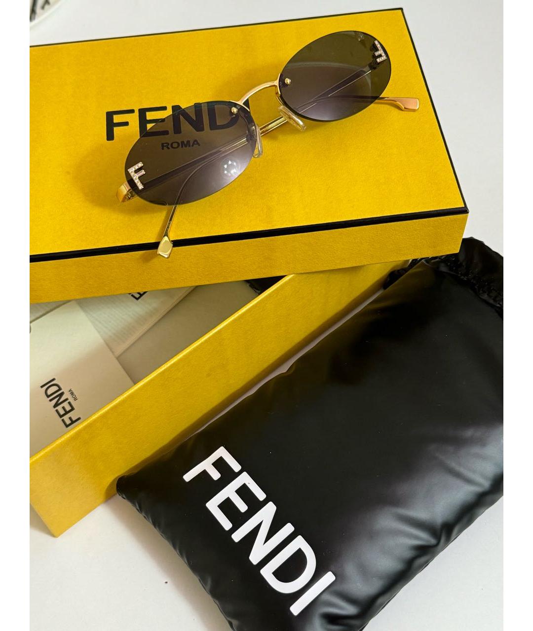 FENDI Черные металлические солнцезащитные очки, фото 4