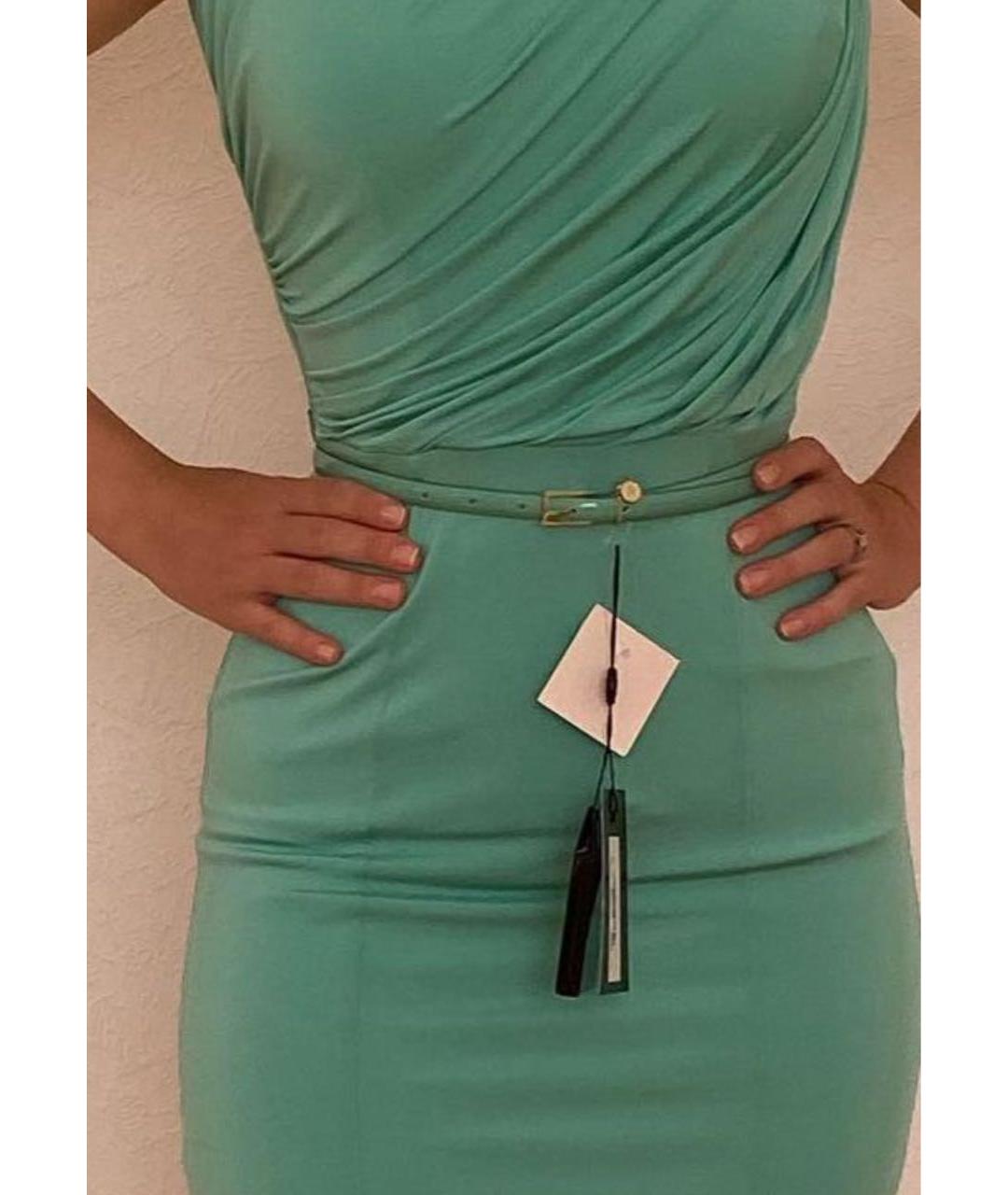 BLUMARINE Бирюзовое вискозное коктейльное платье, фото 3