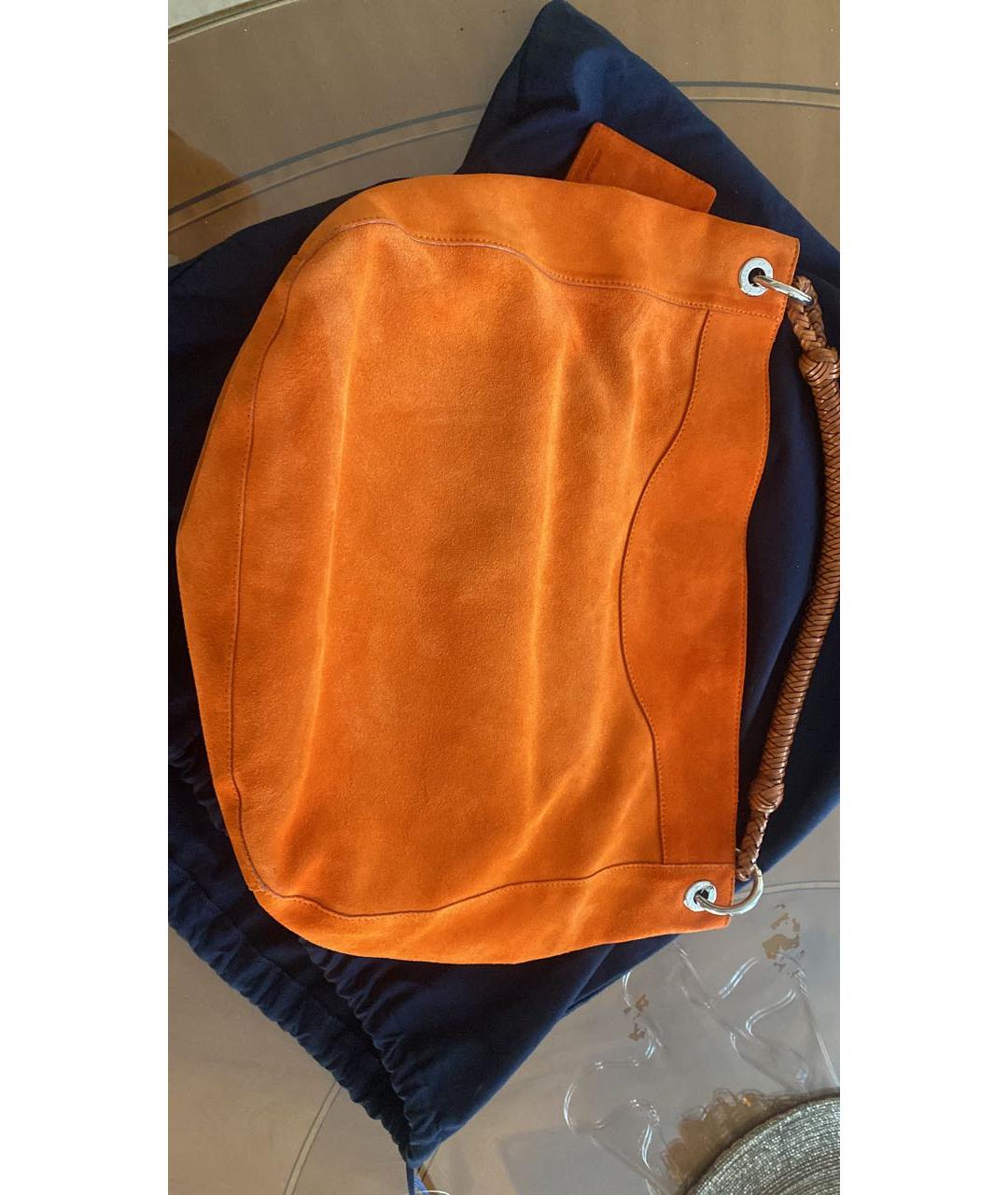 RALPH LAUREN Оранжевая замшевая сумка с короткими ручками, фото 2