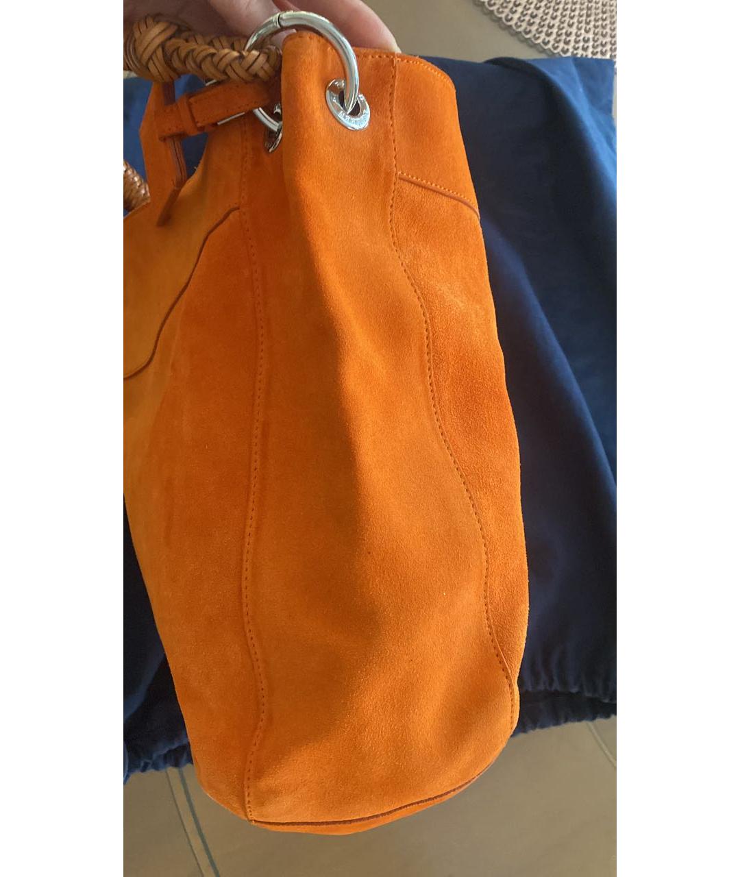 RALPH LAUREN Оранжевая замшевая сумка с короткими ручками, фото 3
