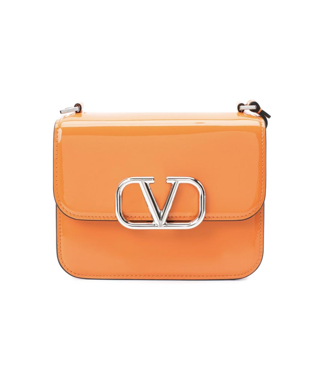 VALENTINO Оранжевая сумка через плечо из лакированной кожи, фото 1