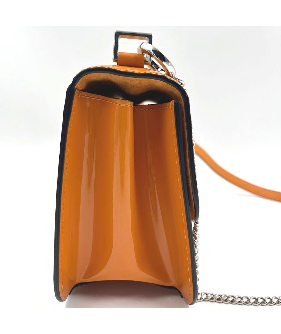 VALENTINO Оранжевая сумка через плечо из лакированной кожи, фото 6