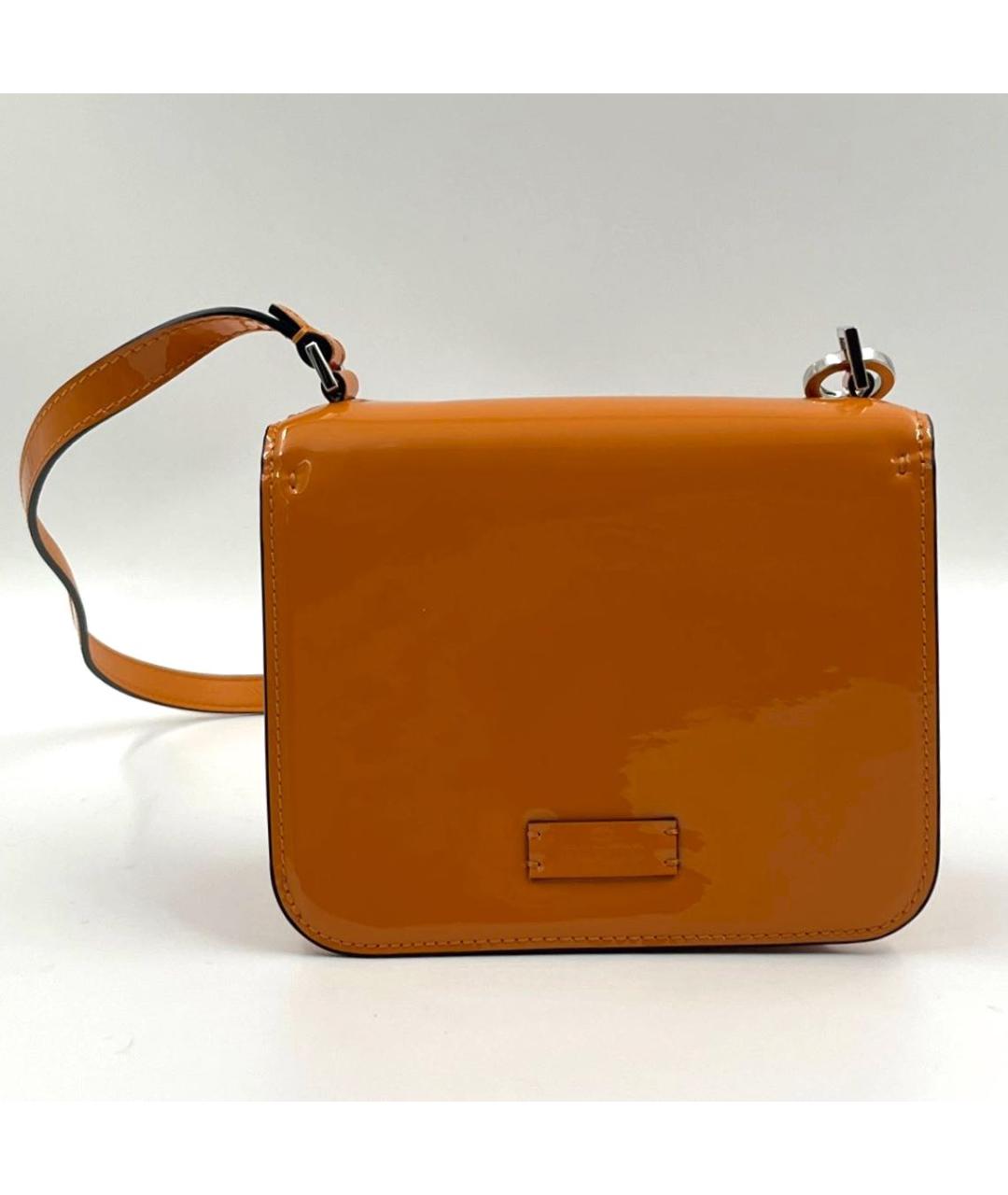 VALENTINO Оранжевая сумка через плечо из лакированной кожи, фото 4