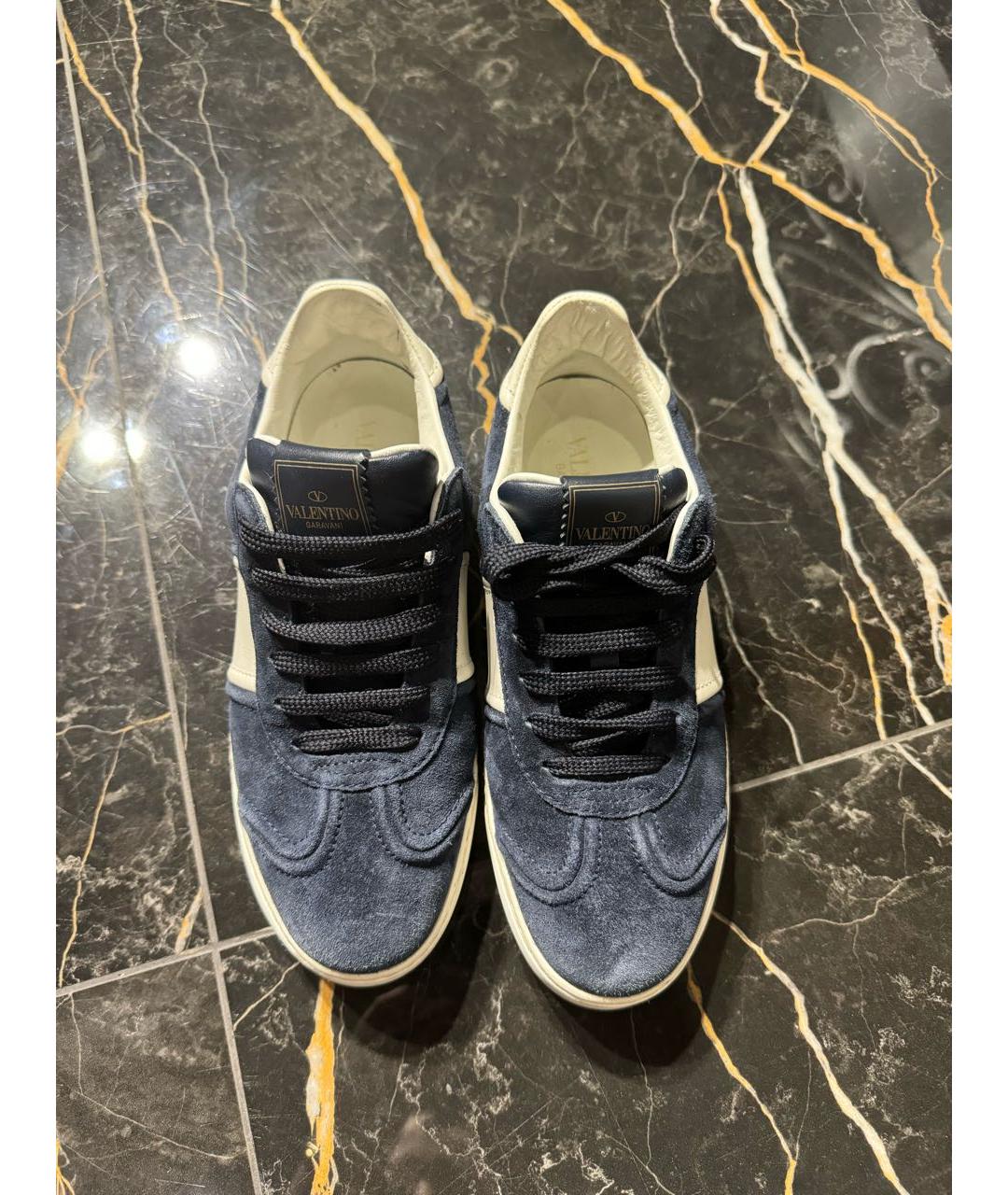 VALENTINO Темно-синие замшевые кроссовки, фото 4