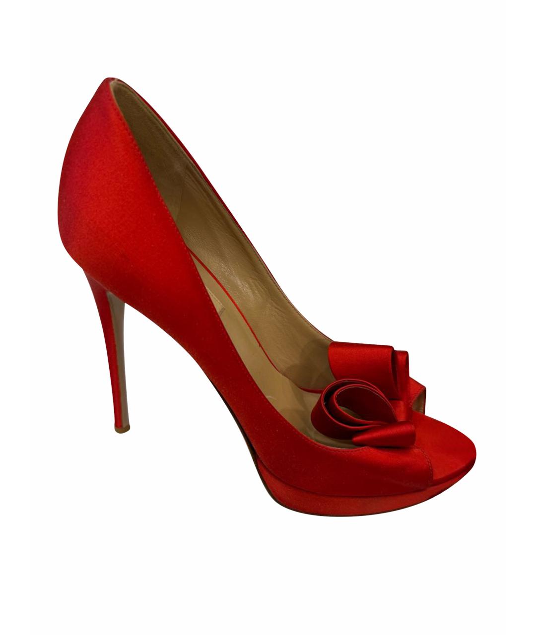 VALENTINO Красные текстильные туфли, фото 1