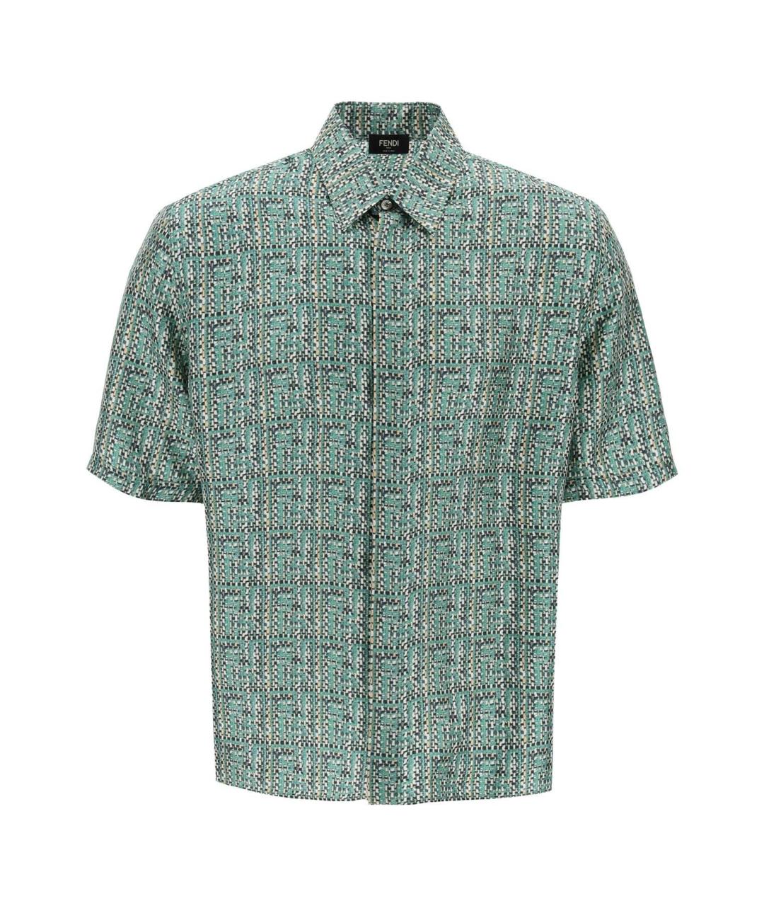 FENDI Зеленая шелковая кэжуал рубашка, фото 2