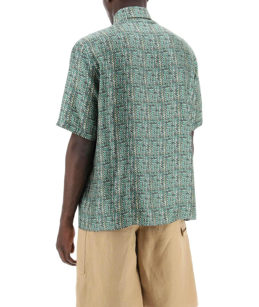 FENDI Зеленая шелковая кэжуал рубашка, фото 5