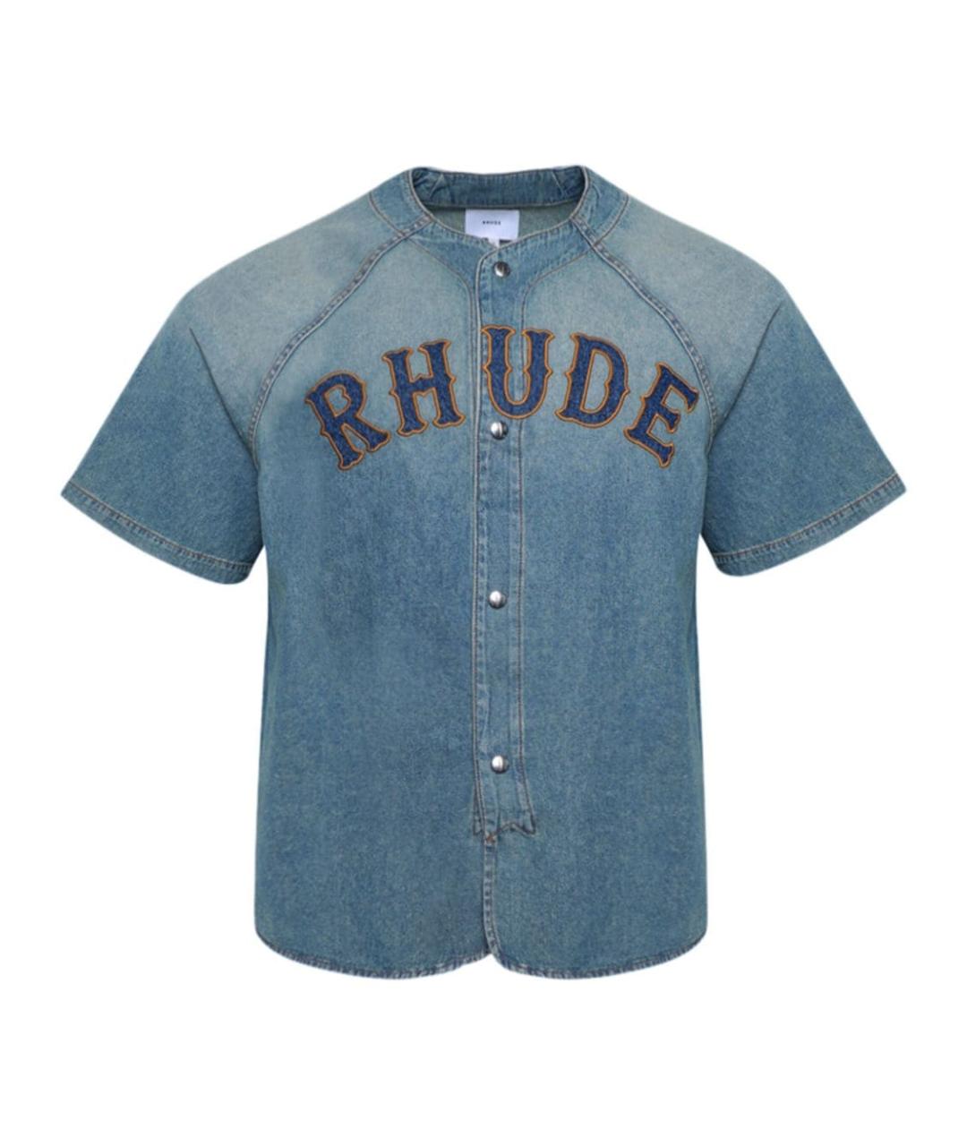 RHUDE Синяя хлопковая кэжуал рубашка, фото 1