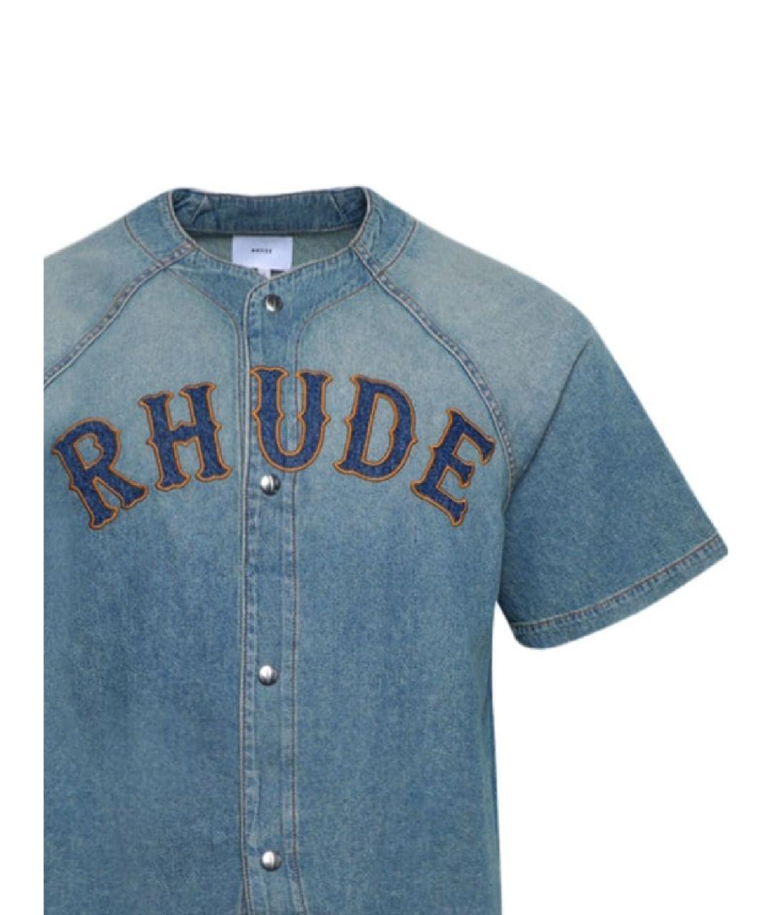 RHUDE Синяя хлопковая кэжуал рубашка, фото 2