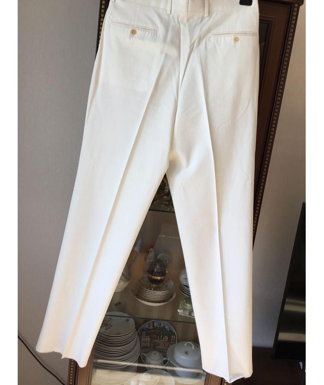 GIANFRANCO FERRE Белые хлопковые классические брюки, фото 2