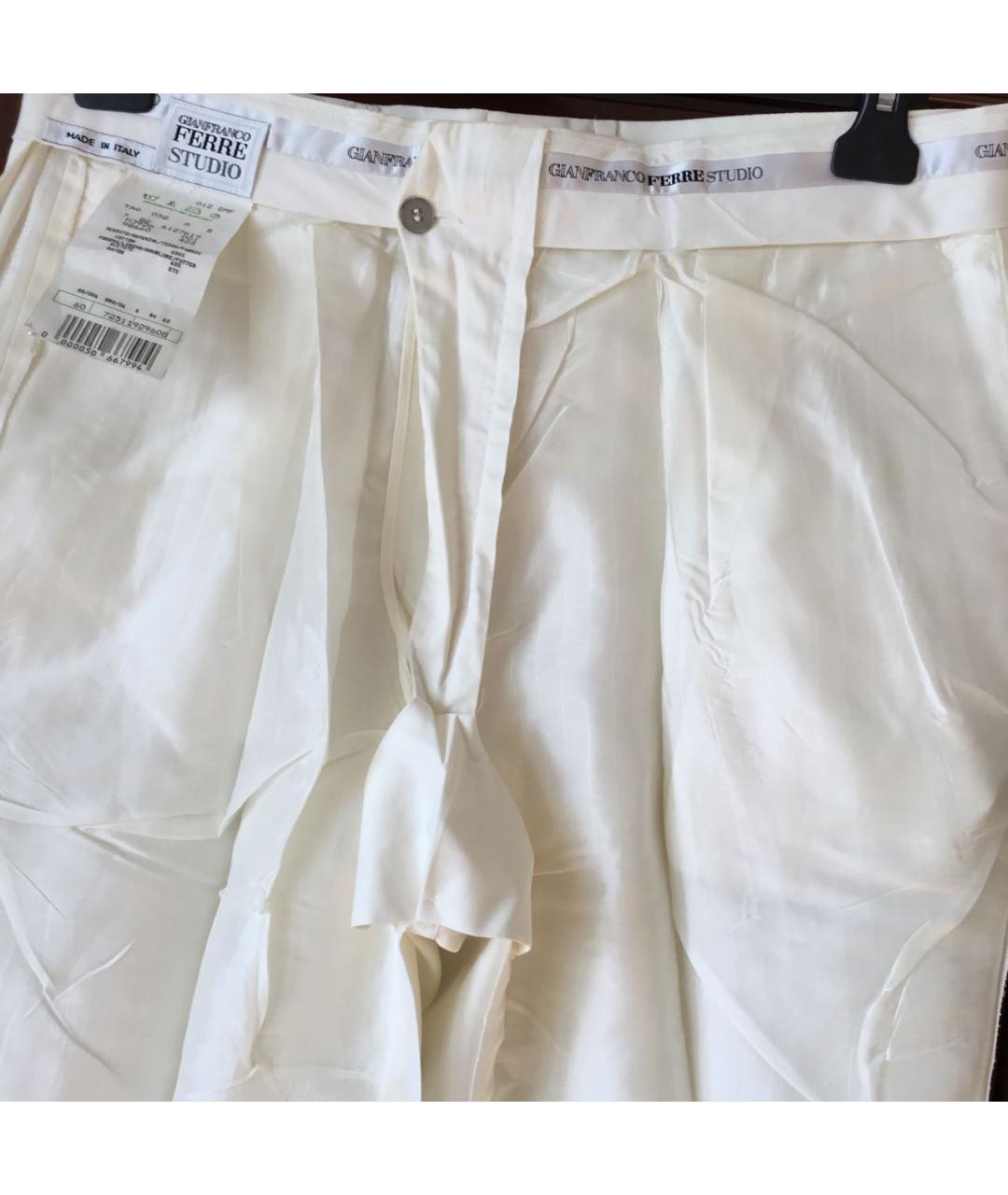 GIANFRANCO FERRE Белые хлопковые классические брюки, фото 3