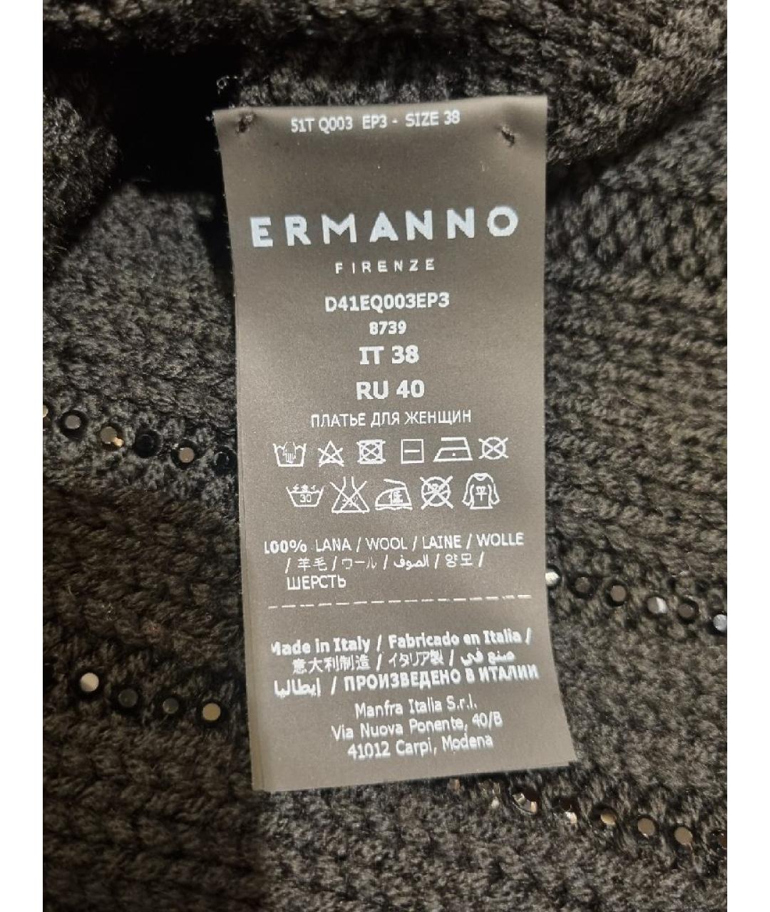 ERMANNO SCERVINO Черное шерстяное повседневное платье, фото 8