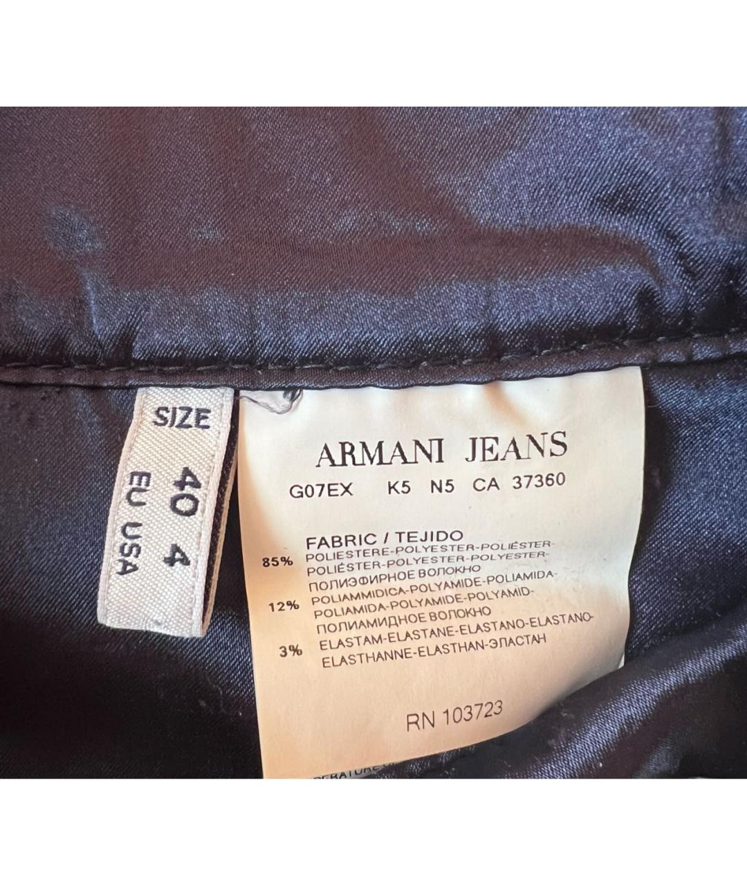 ARMANI JEANS Темно-синяя полиэстеровая юбка мини, фото 3