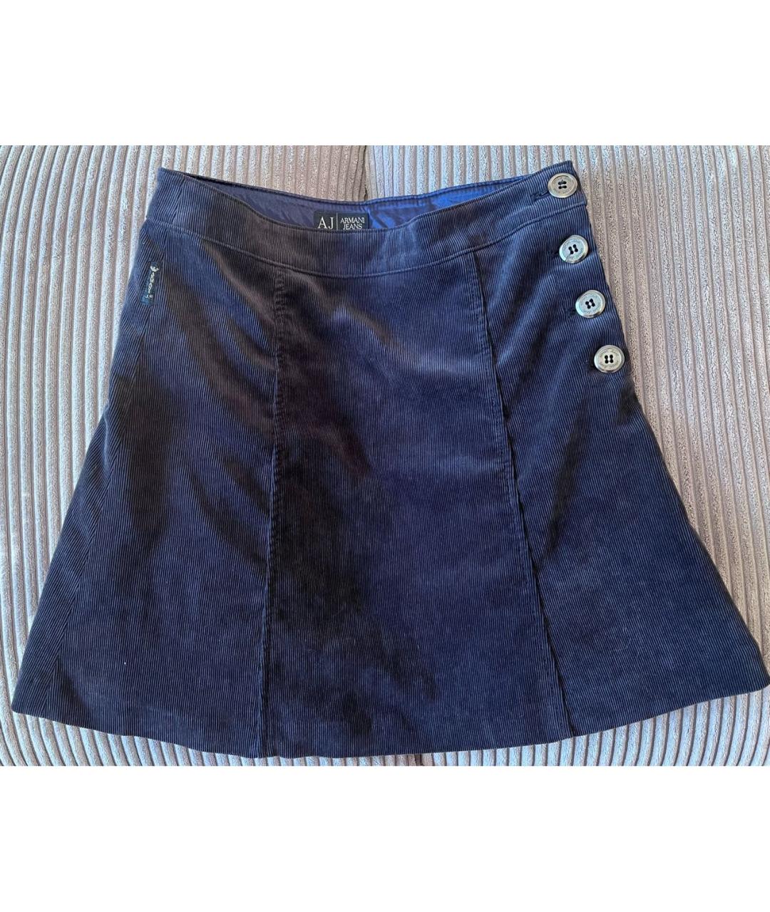 ARMANI JEANS Темно-синяя полиэстеровая юбка мини, фото 5