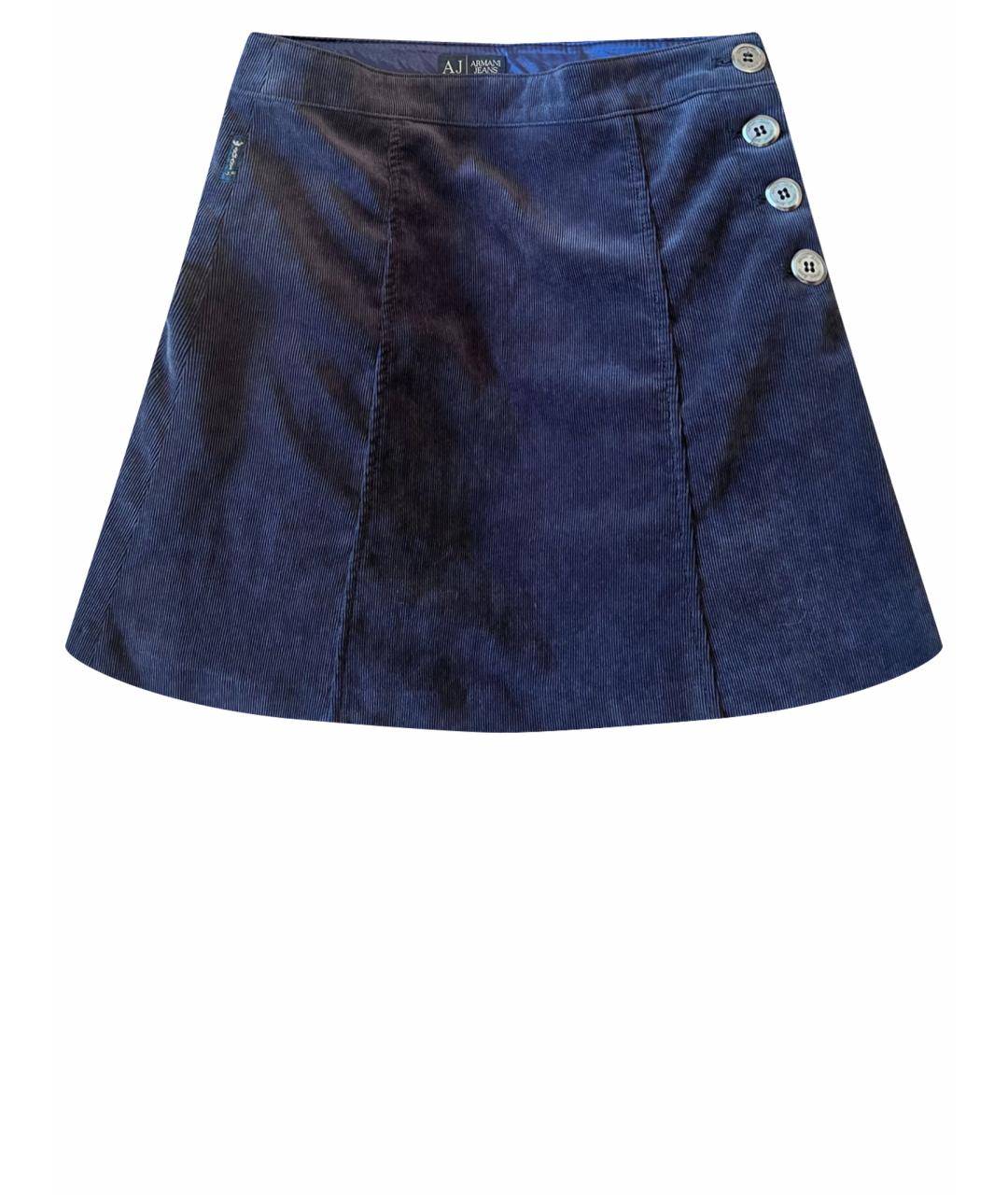 ARMANI JEANS Темно-синяя полиэстеровая юбка мини, фото 1