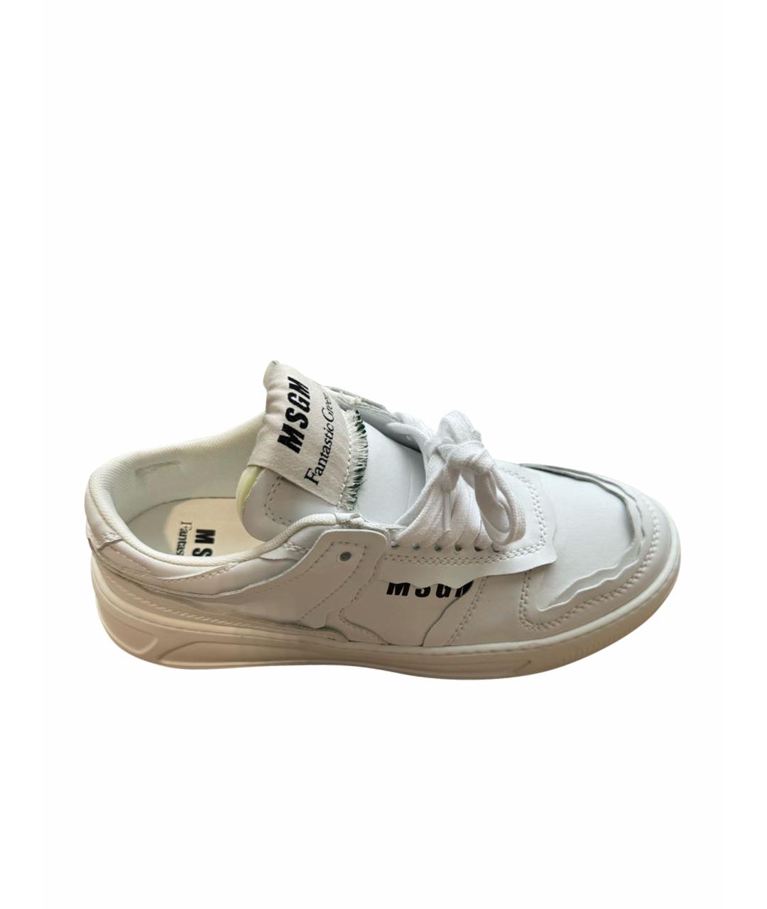 MSGM Белые кожаные низкие кроссовки / кеды, фото 1
