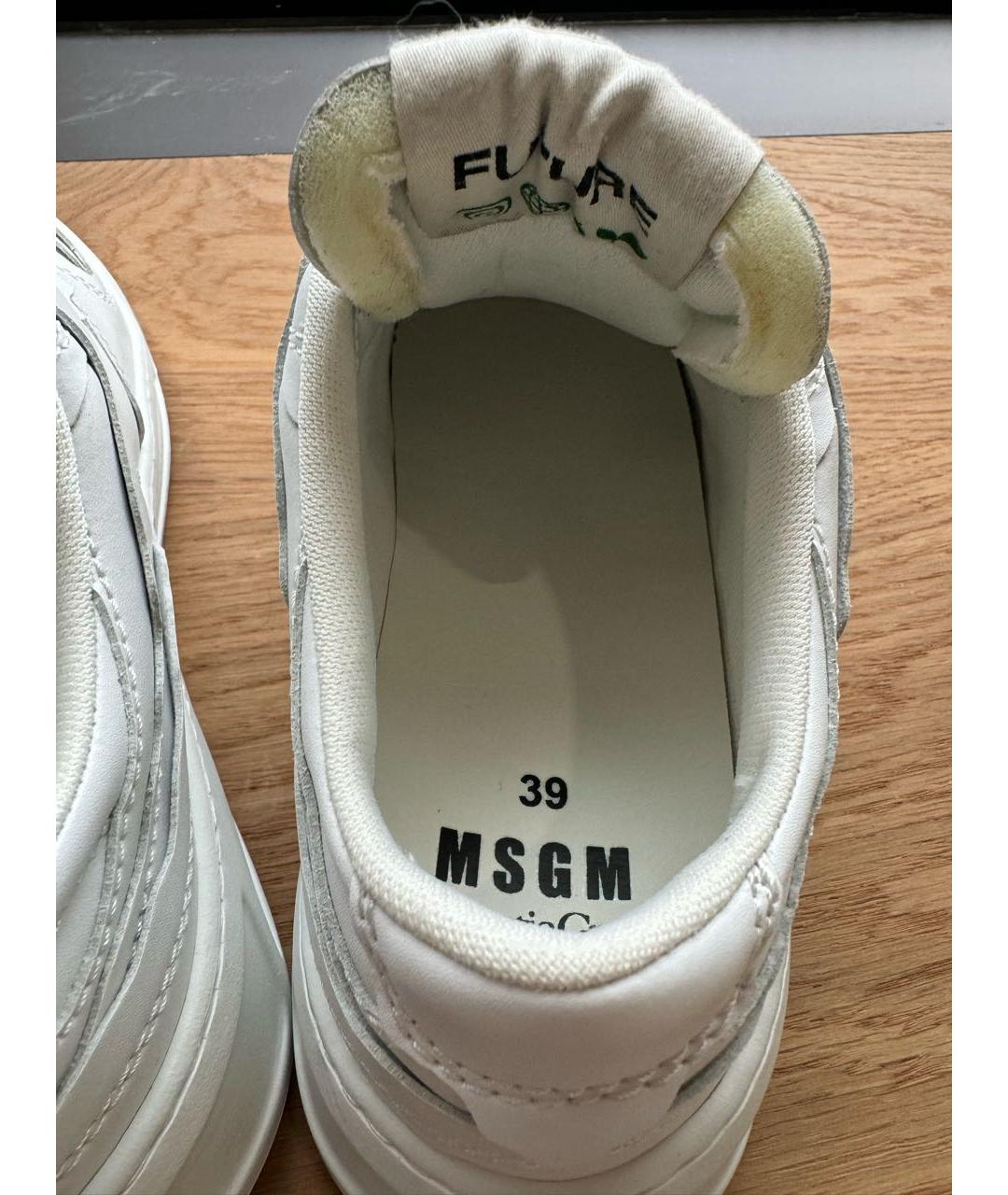 MSGM Белые кожаные низкие кроссовки / кеды, фото 7