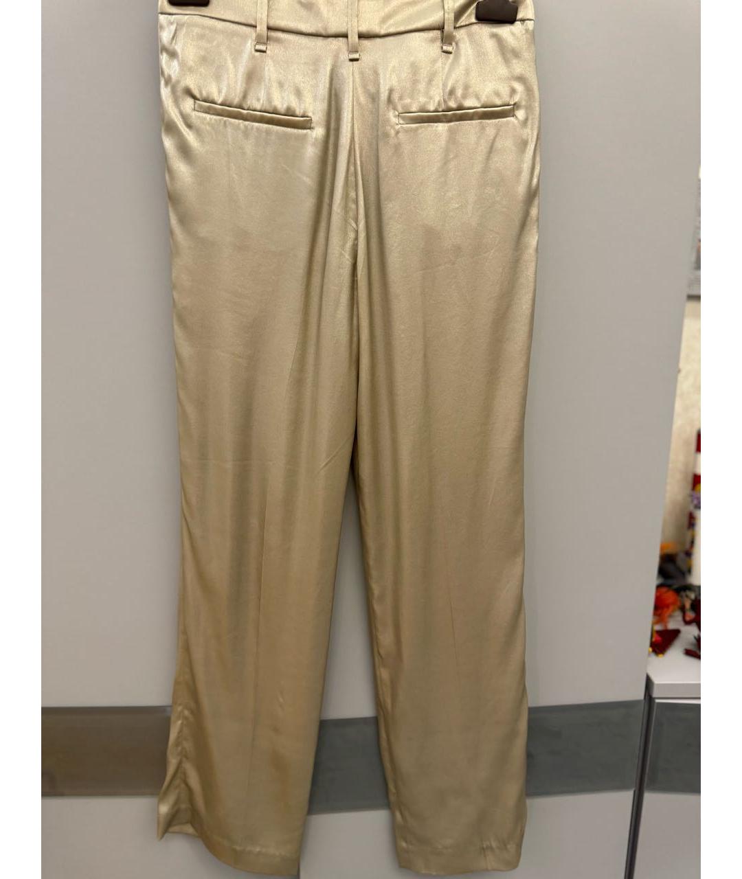 BRUNELLO CUCINELLI Бежевые шелковые прямые брюки, фото 2