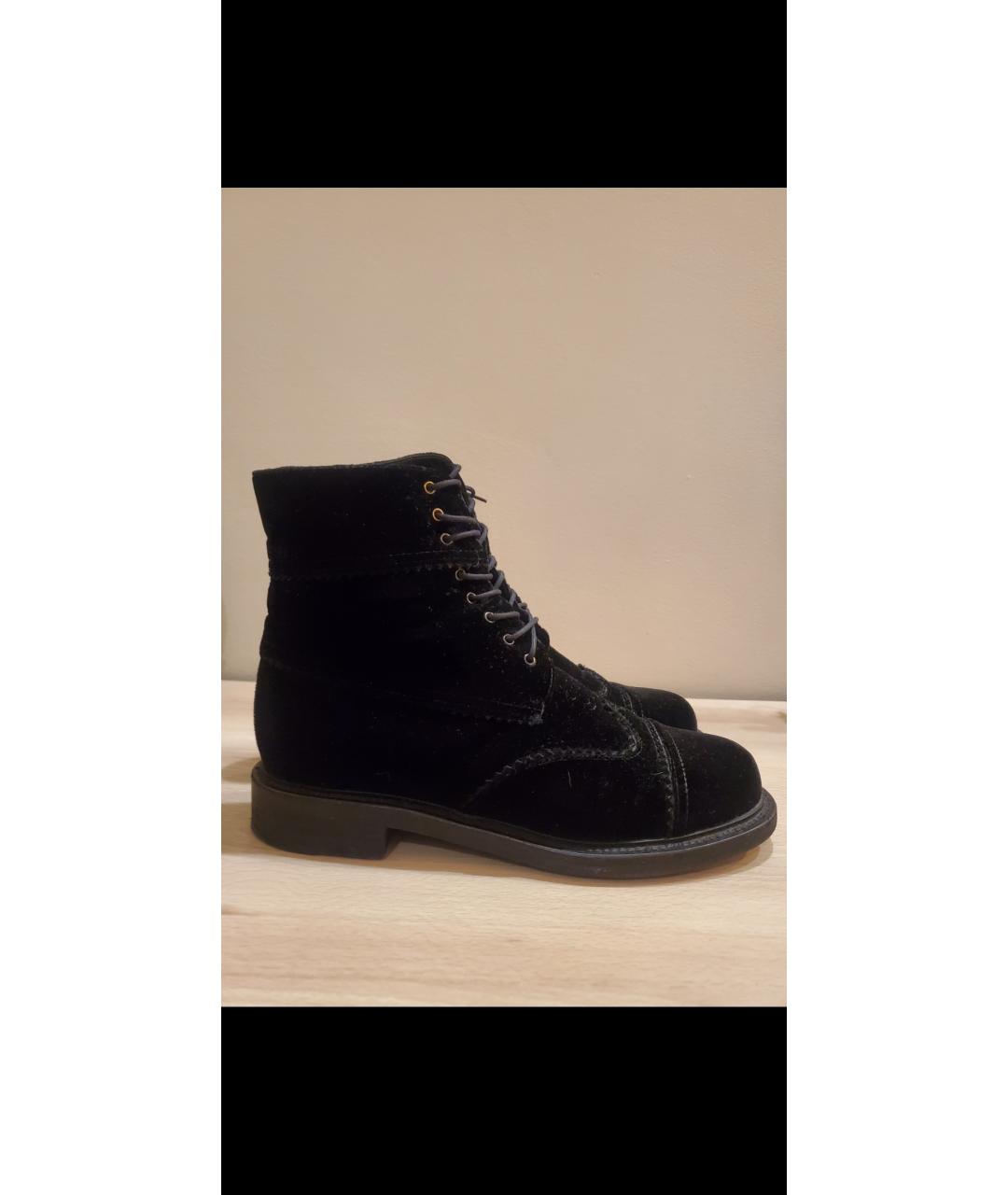 CHANEL PRE-OWNED Черные бархатные ботинки, фото 8