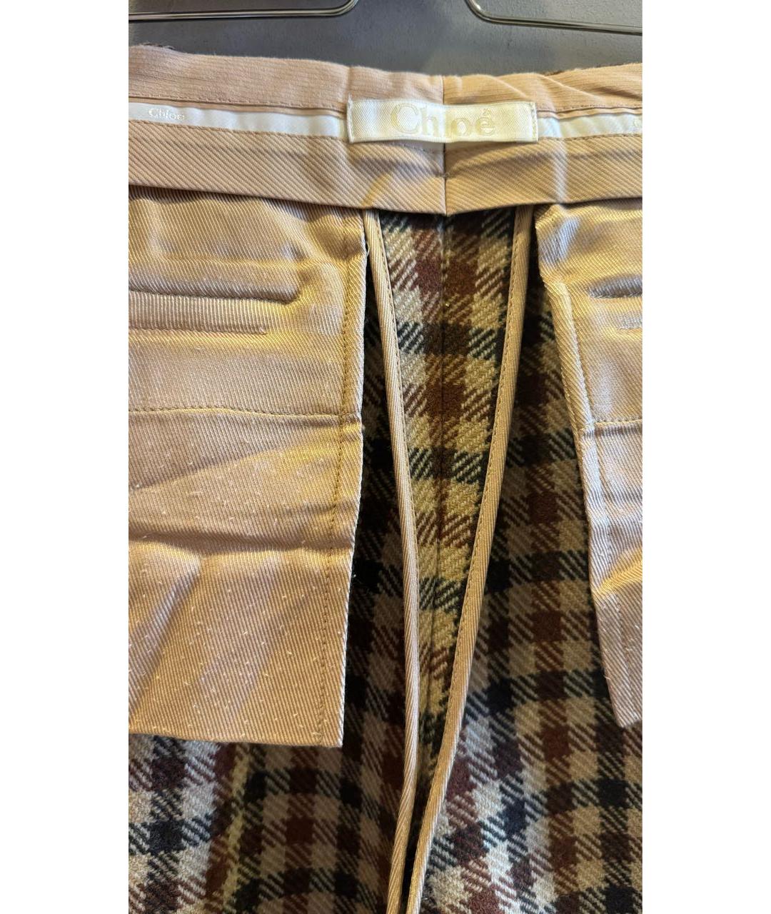 CHLOE Коричневые шерстяные брюки широкие, фото 3