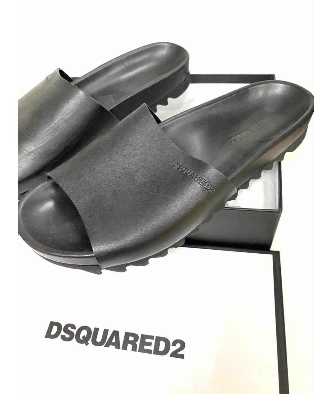 DSQUARED2 Черные кожаные сандалии, фото 2
