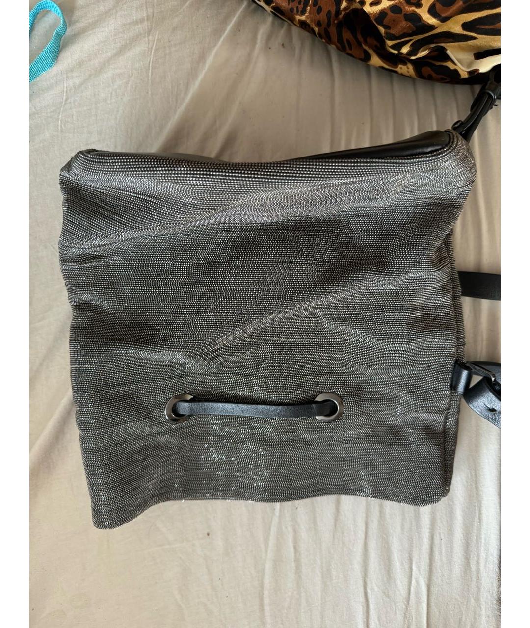 BRUNELLO CUCINELLI Антрацитовая кожаная сумка через плечо, фото 4