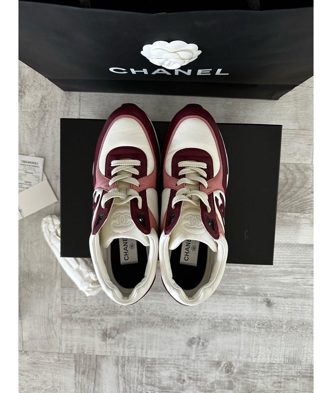 CHANEL PRE-OWNED Бордовые кожаные кроссовки, фото 3