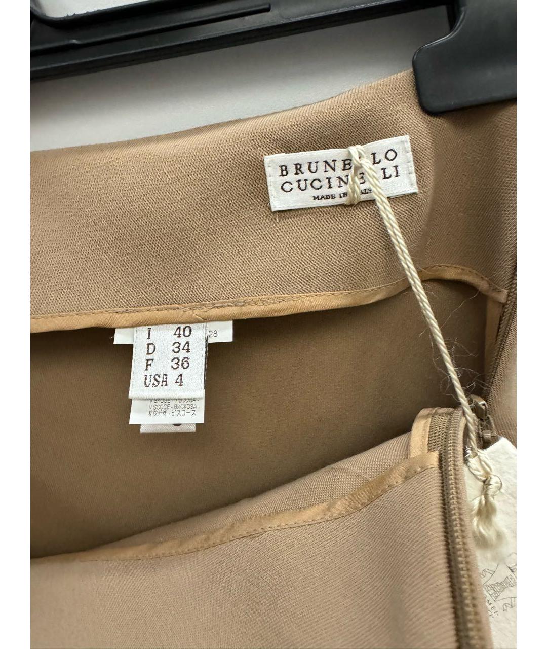BRUNELLO CUCINELLI Коричневая шерстяная юбка мини, фото 3