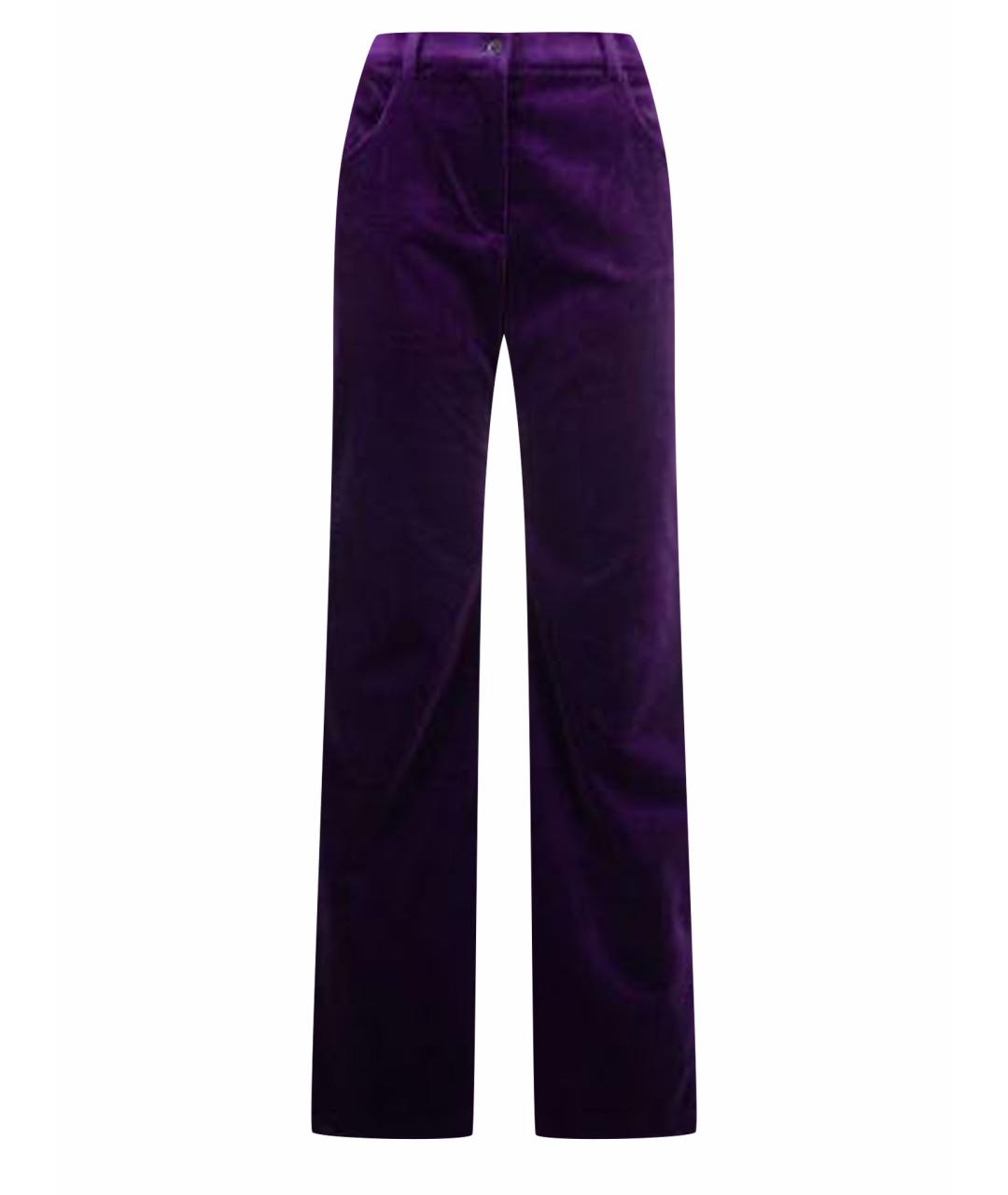 ALBERTA FERRETTI Фиолетовые хлопковые прямые брюки, фото 1