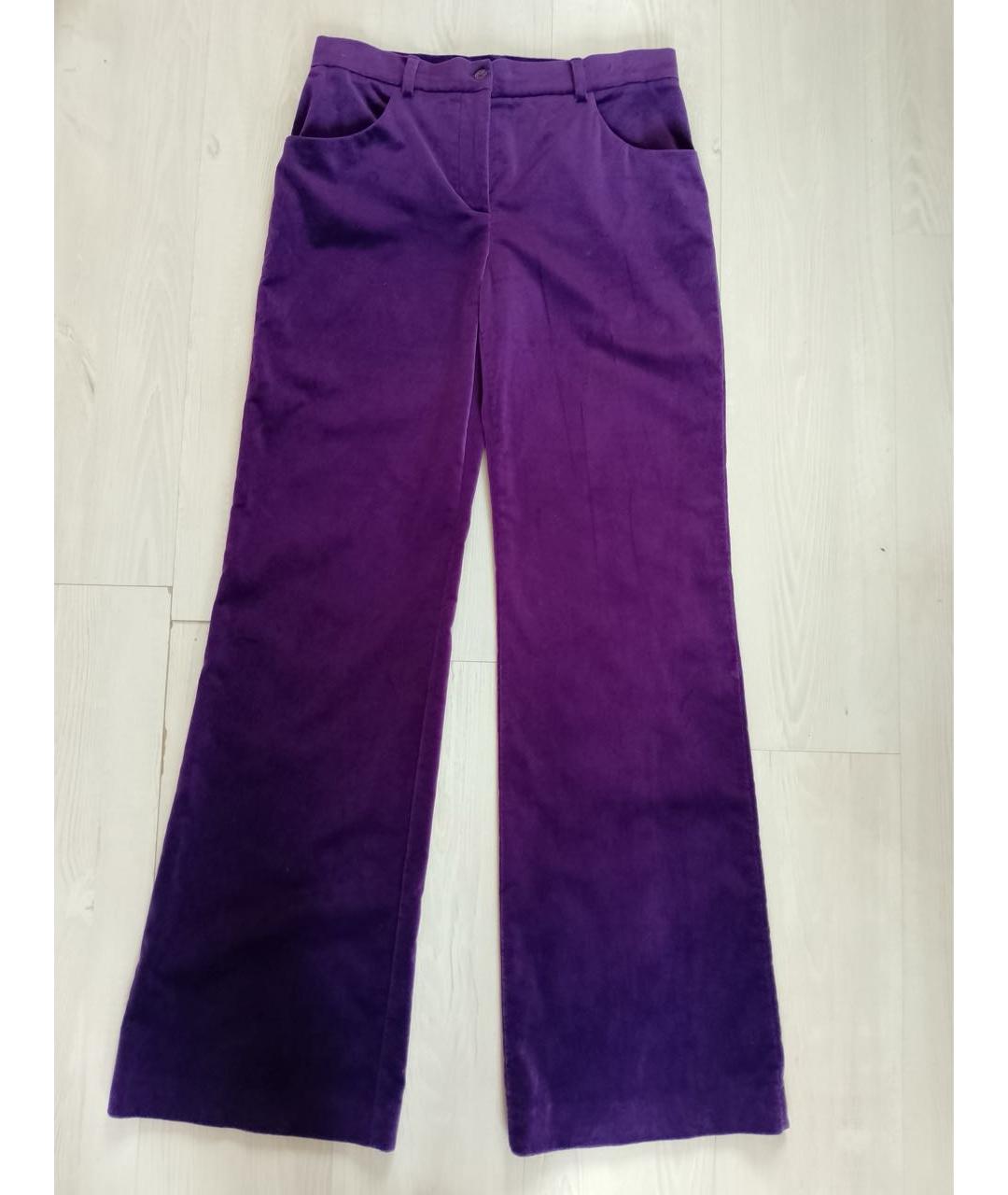 ALBERTA FERRETTI Фиолетовые хлопковые прямые брюки, фото 7