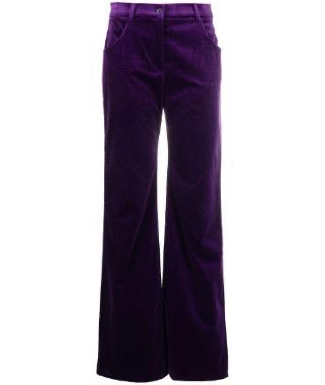 ALBERTA FERRETTI Фиолетовые хлопковые прямые брюки, фото 8
