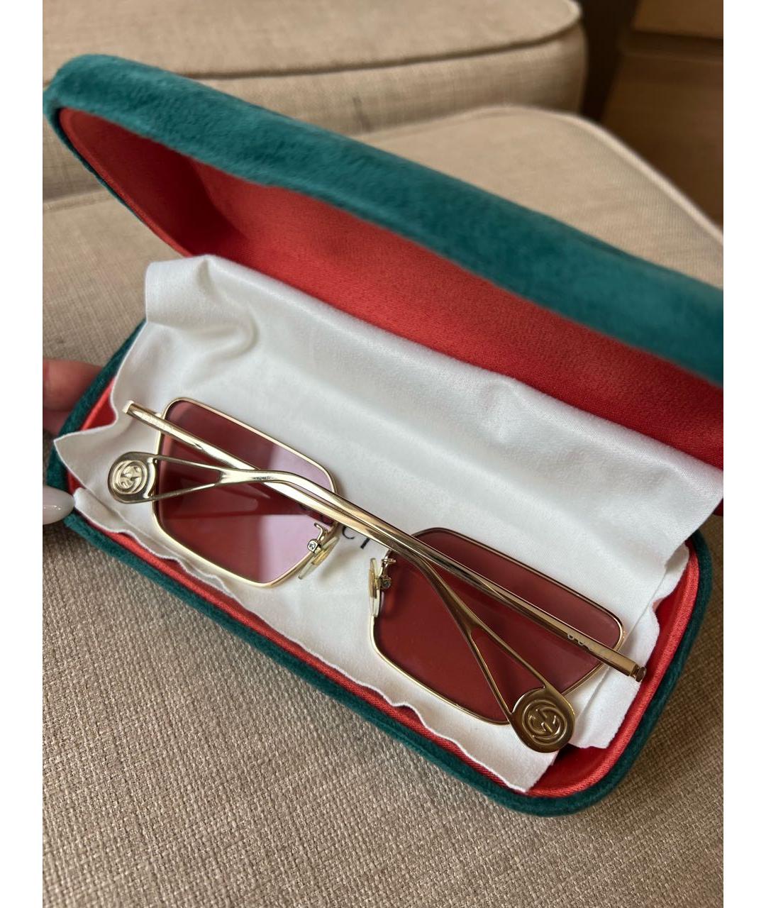 GUCCI Розовые металлические солнцезащитные очки, фото 3