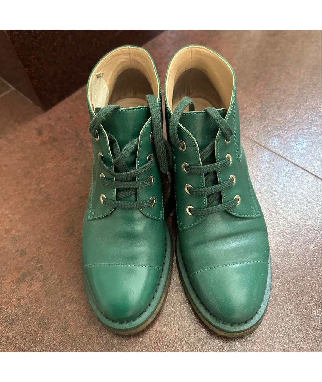 CHANEL PRE-OWNED Зеленые кожаные ботинки, фото 2