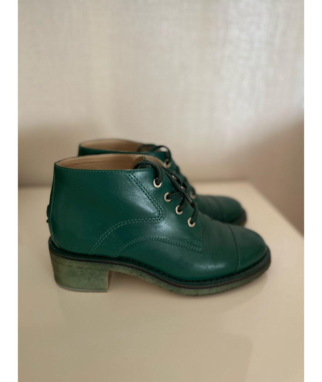 CHANEL PRE-OWNED Зеленые кожаные ботинки, фото 6