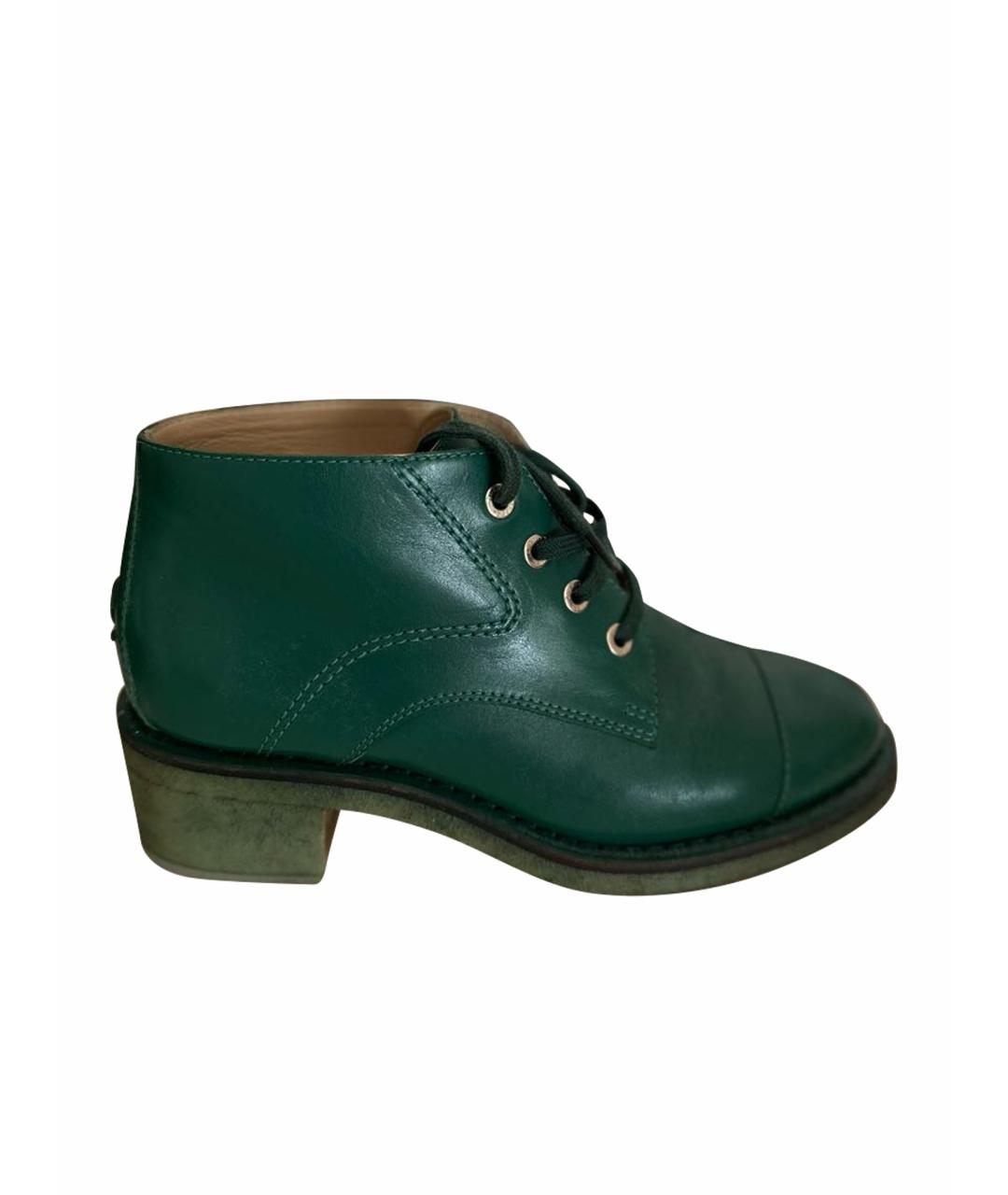 CHANEL PRE-OWNED Зеленые кожаные ботинки, фото 1