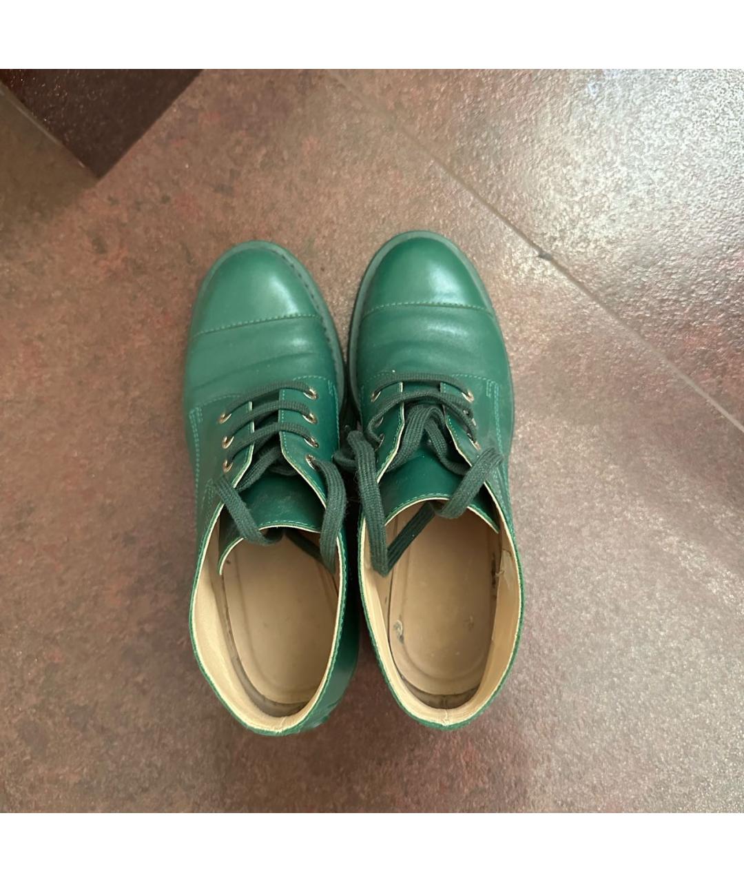 CHANEL PRE-OWNED Зеленые кожаные ботинки, фото 3