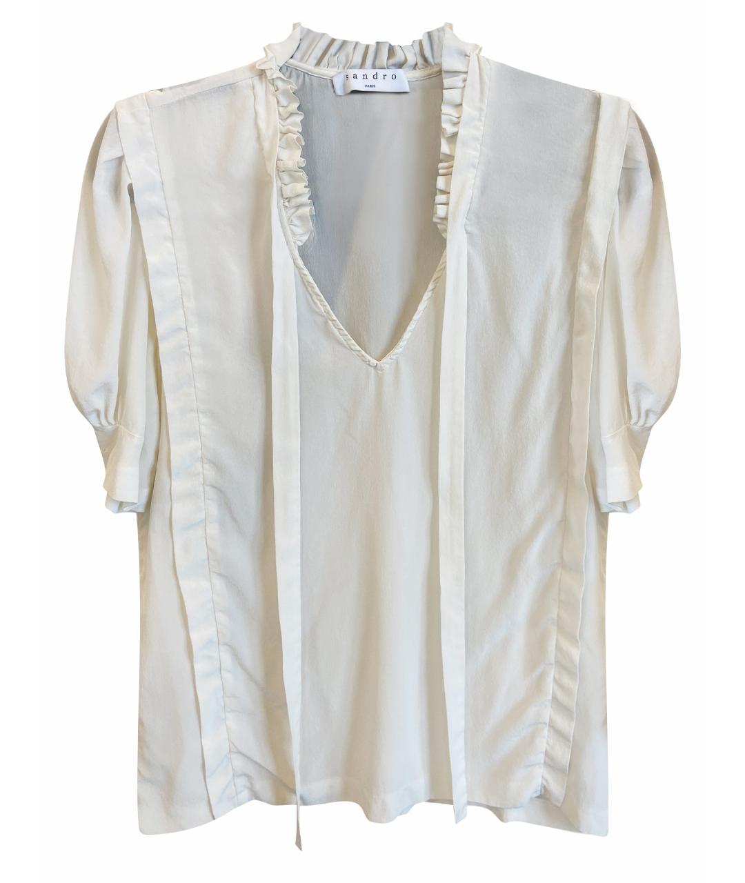 SANDRO Белая шелковая блузы, фото 1