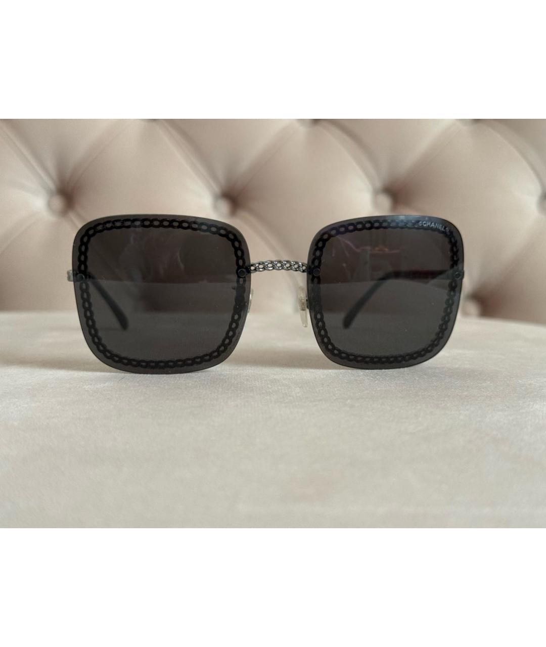 CHANEL PRE-OWNED Черные металлические солнцезащитные очки, фото 6