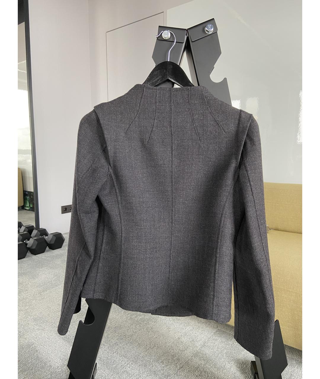 MAX MARA STUDIO Серый шерстяной жакет/пиджак, фото 2