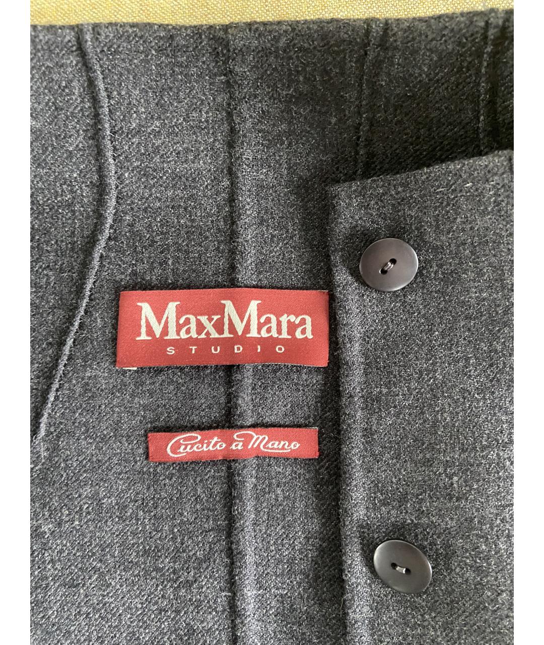 MAX MARA STUDIO Серый шерстяной жакет/пиджак, фото 4