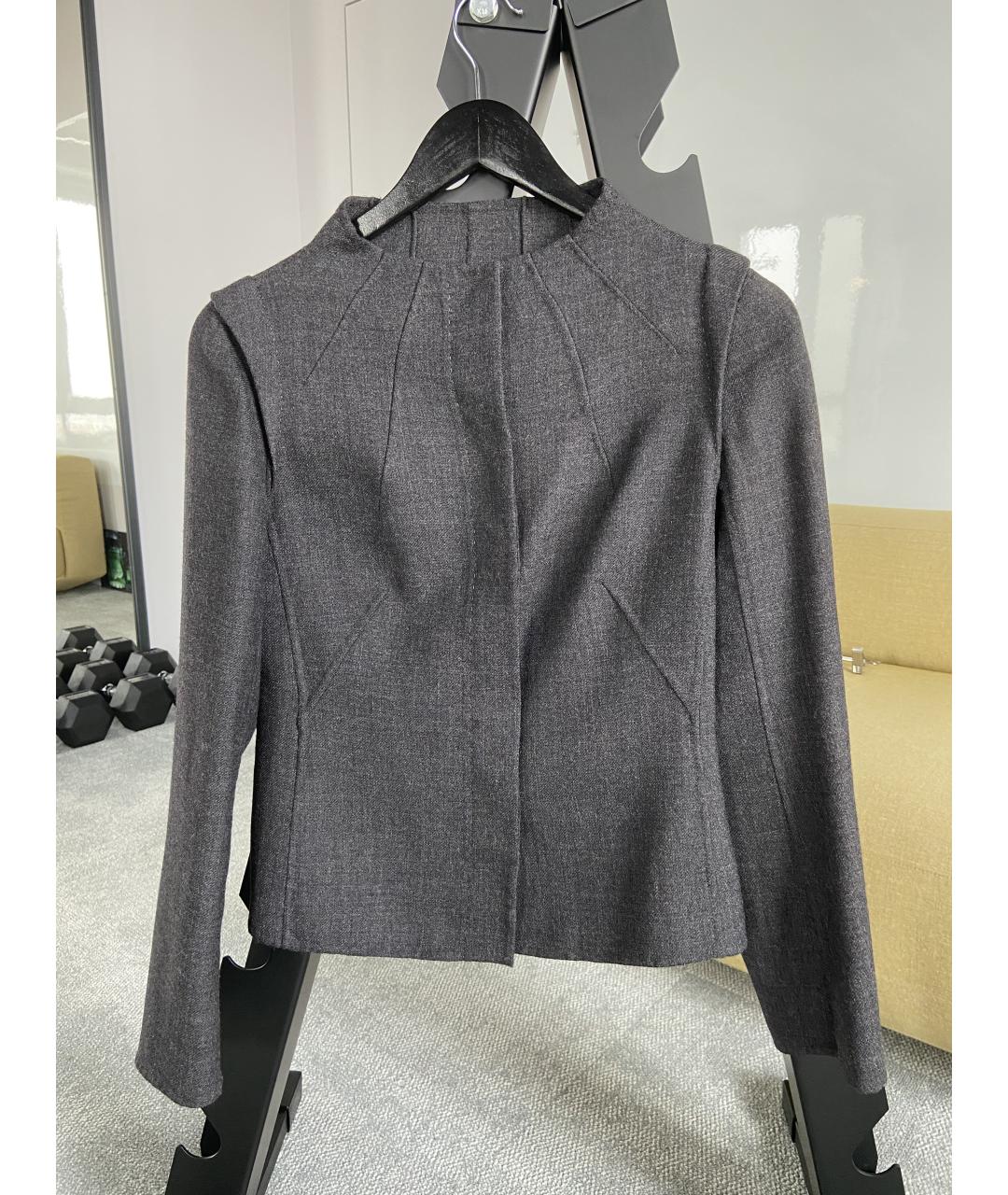 MAX MARA STUDIO Серый шерстяной жакет/пиджак, фото 5