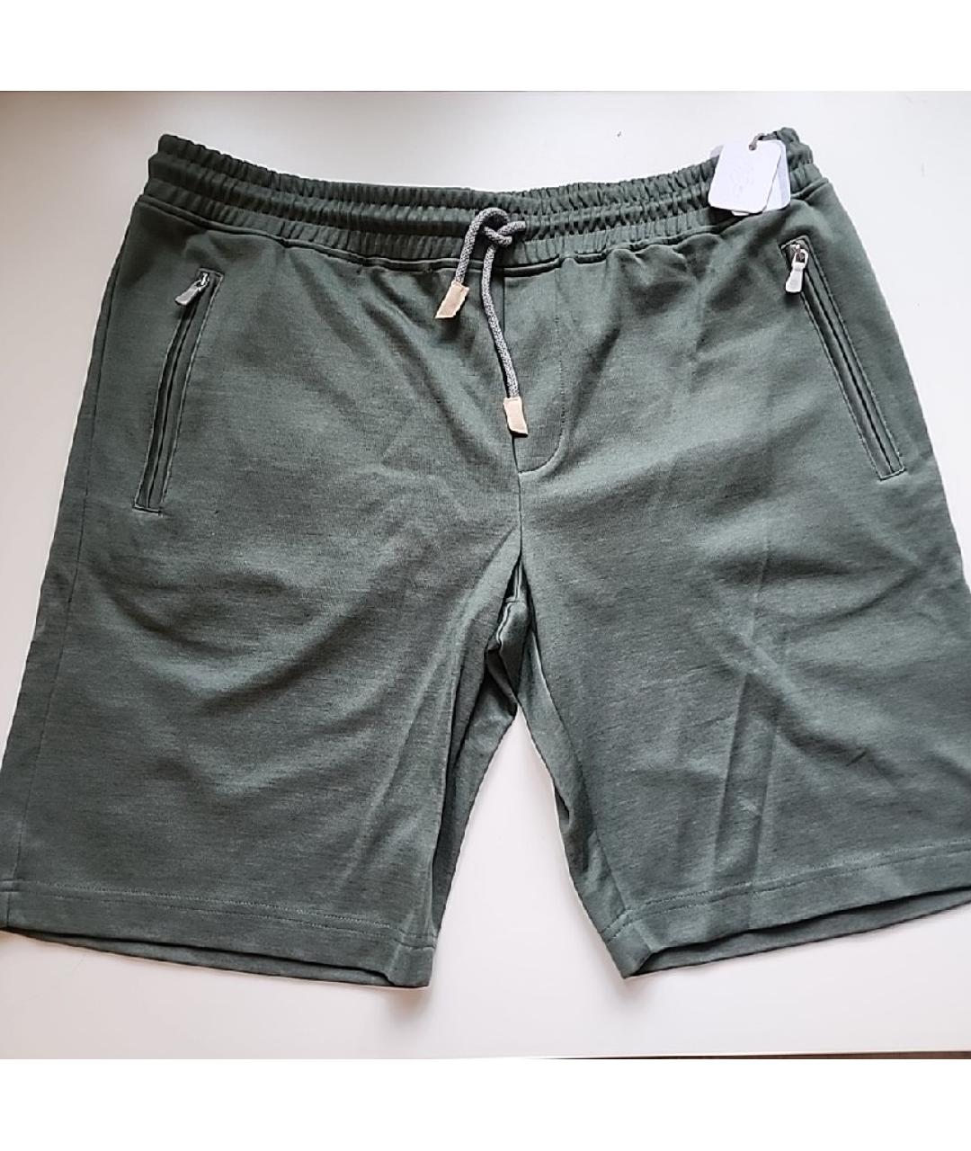 ELEVENTY Зеленые хлопко-эластановые шорты, фото 9