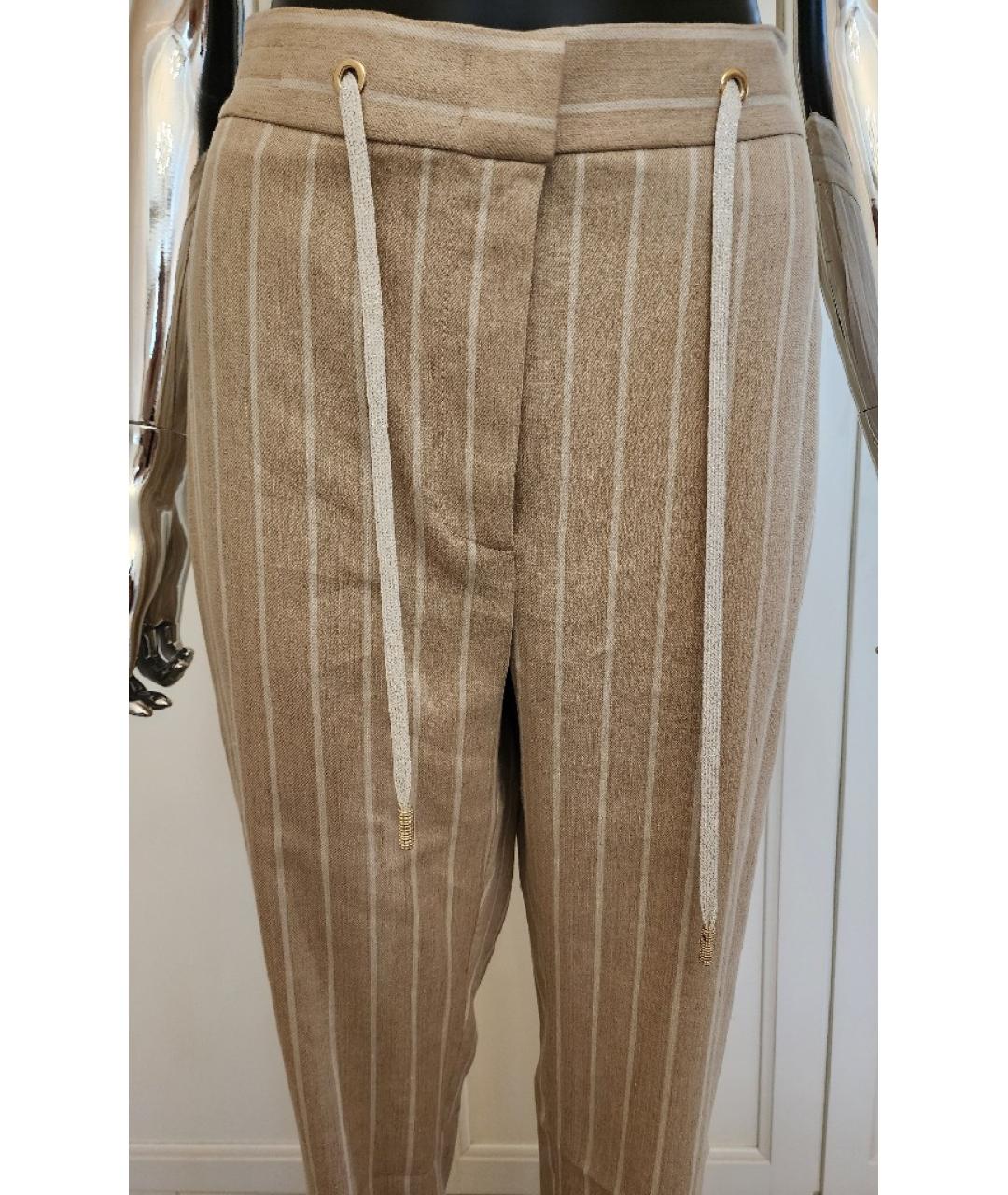 ELEVENTY Бежевые льняные прямые брюки, фото 4