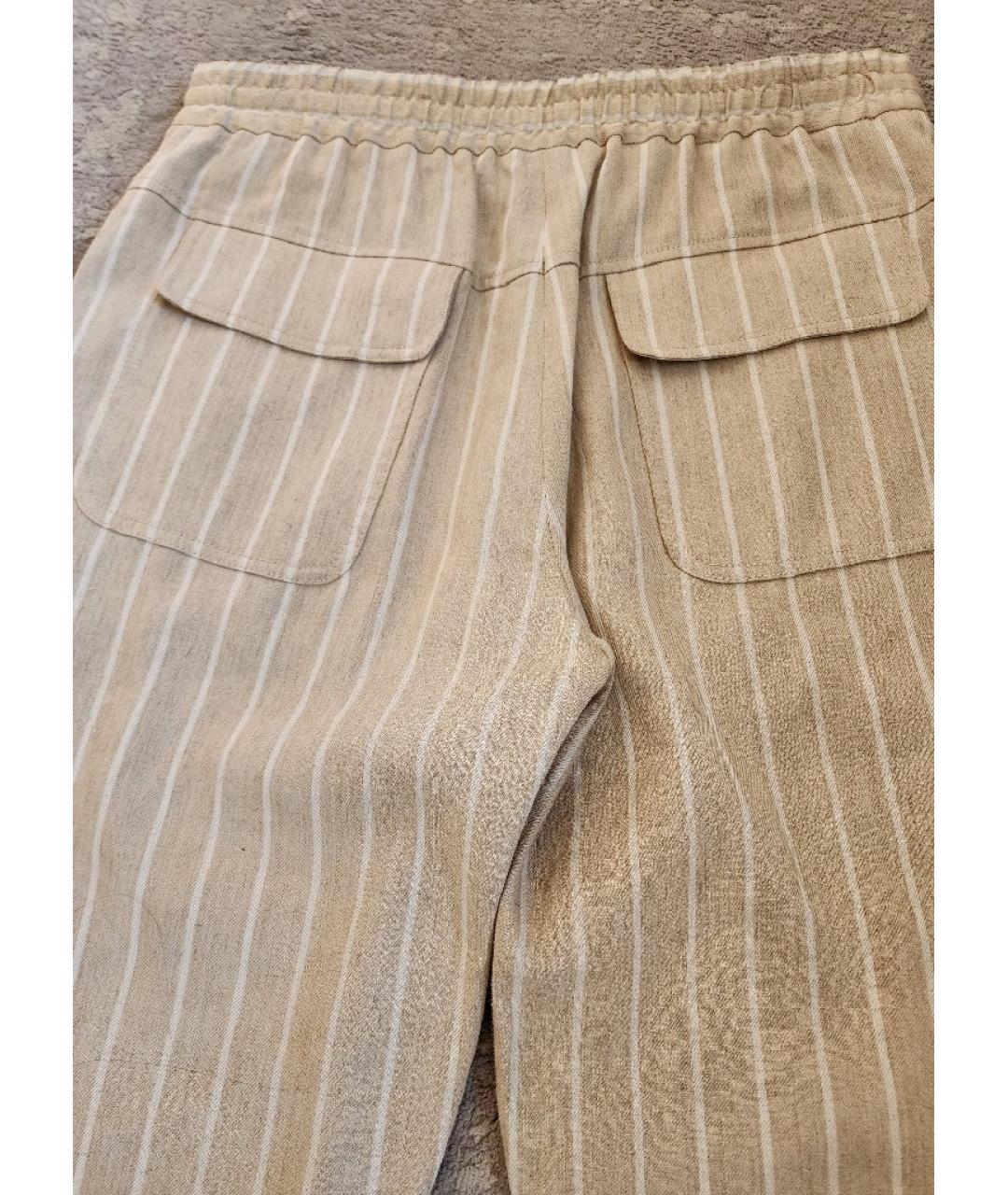 ELEVENTY Бежевые льняные прямые брюки, фото 9
