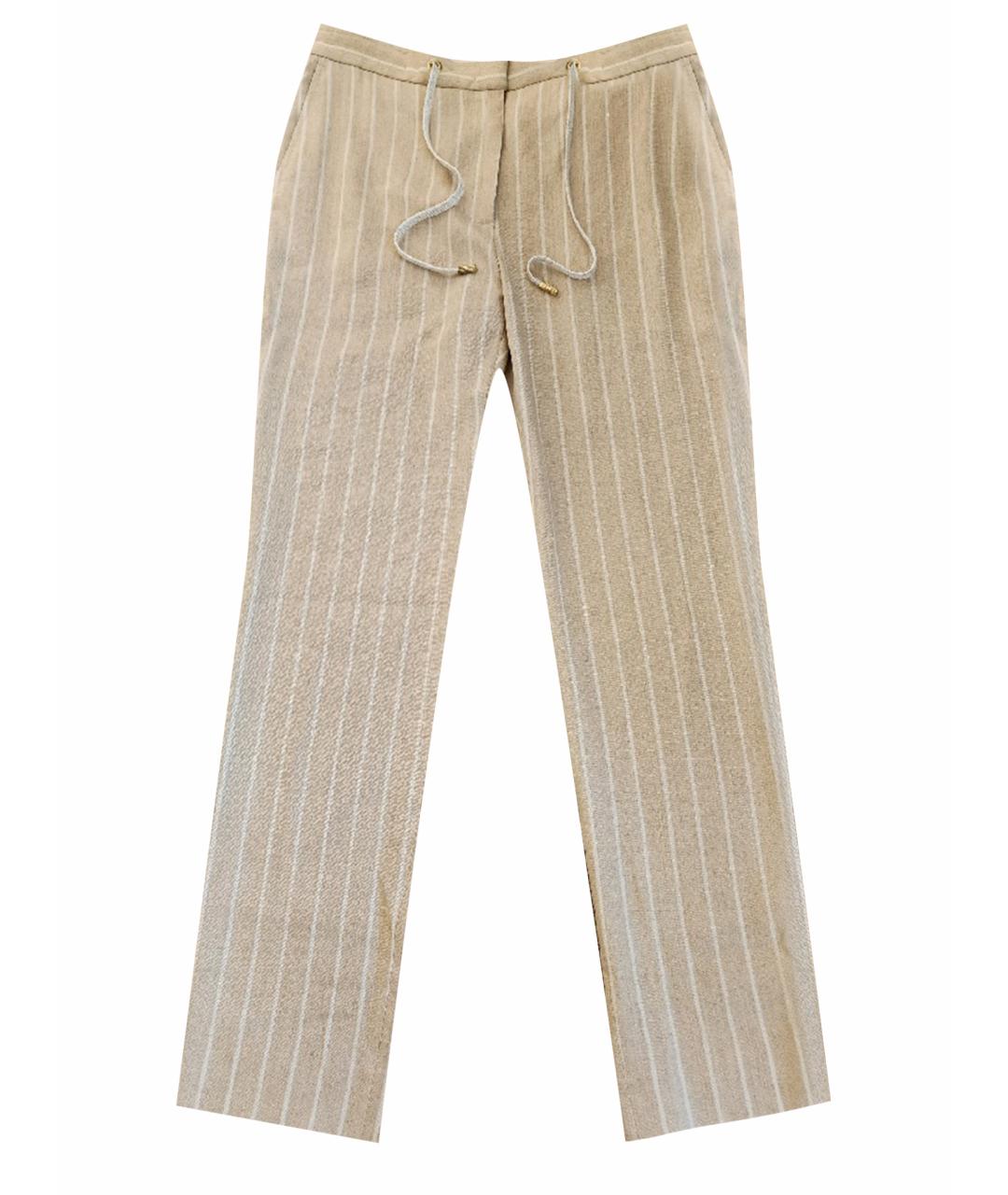ELEVENTY Бежевые льняные прямые брюки, фото 1