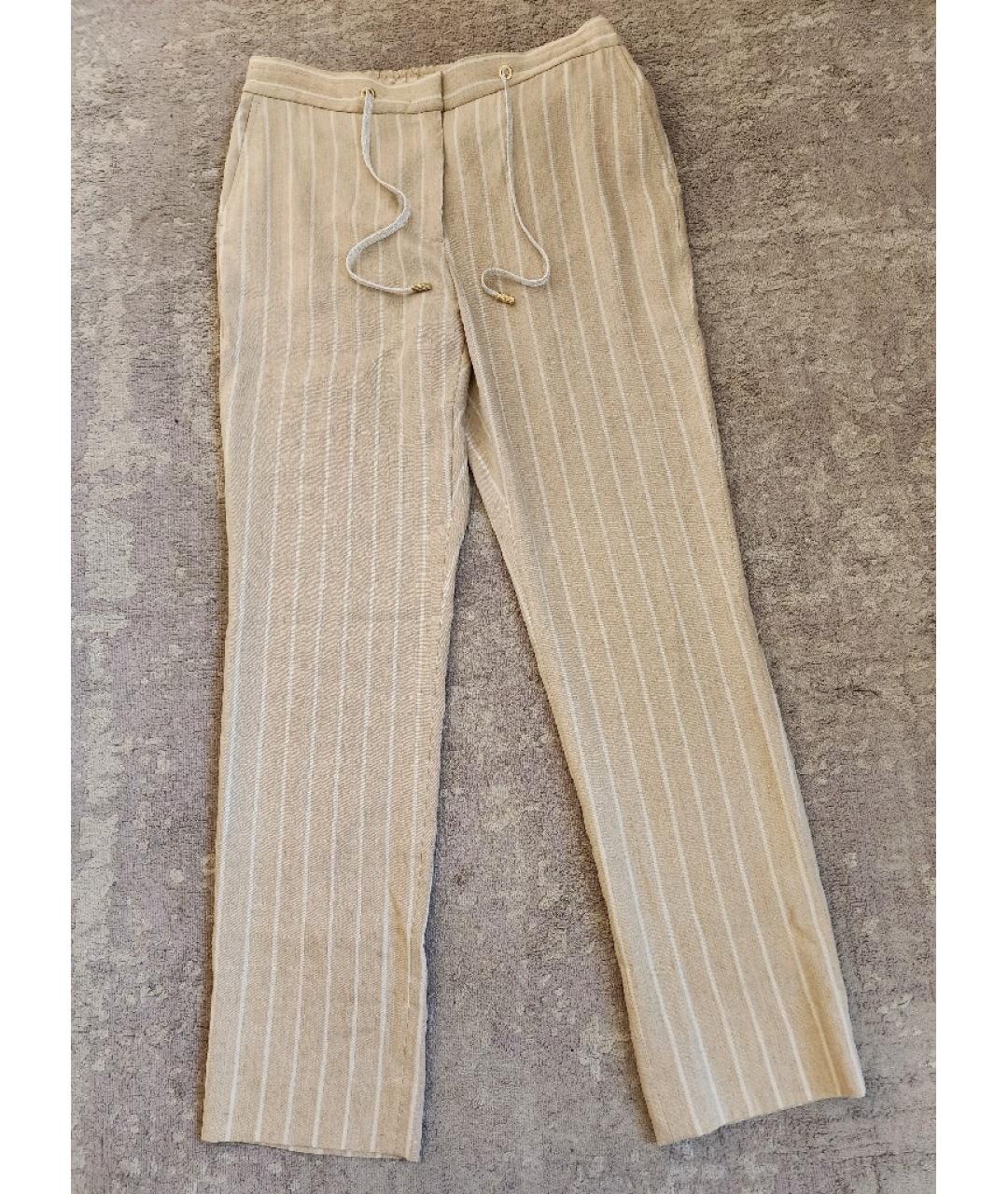 ELEVENTY Бежевые льняные прямые брюки, фото 2