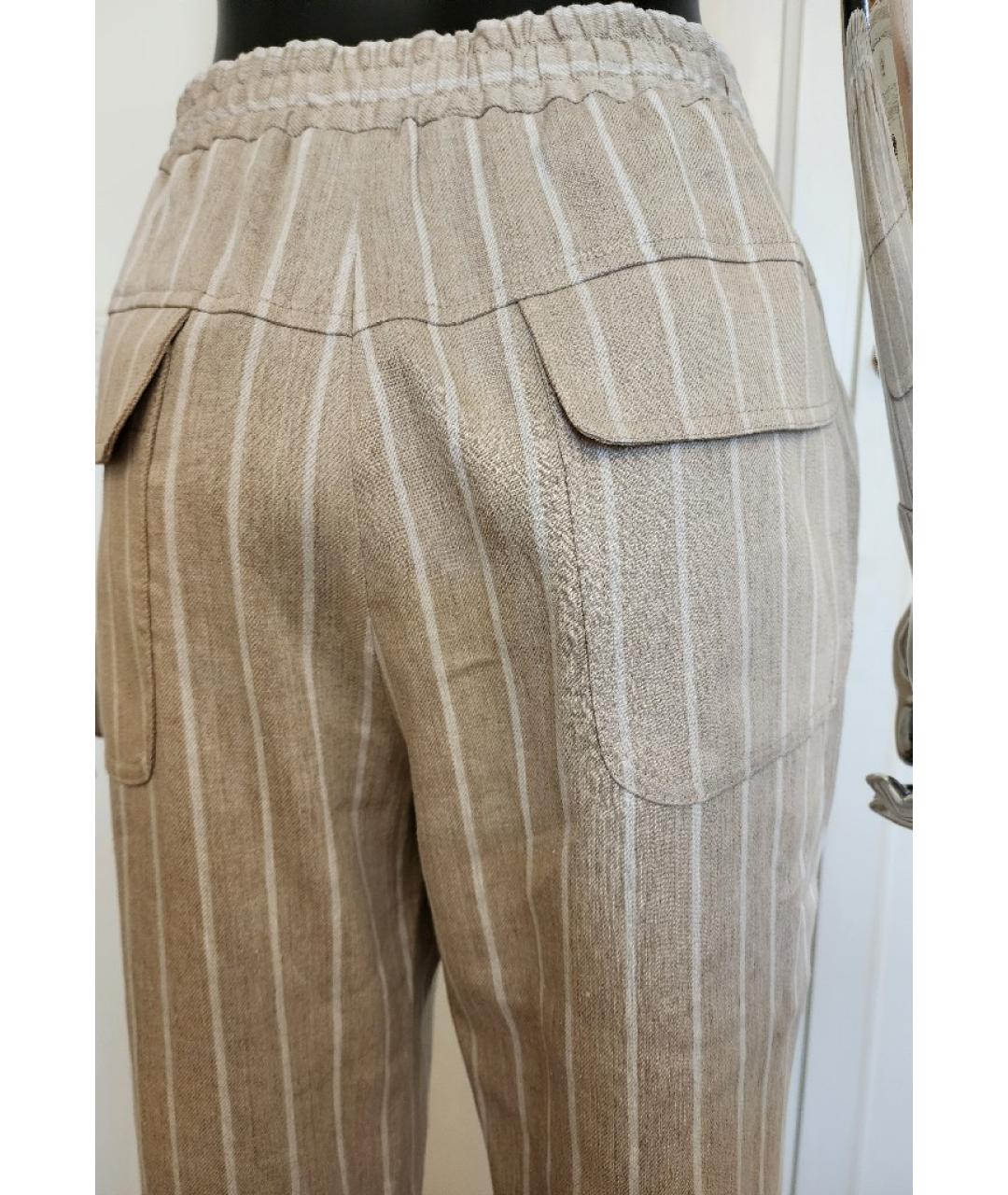 ELEVENTY Бежевые льняные прямые брюки, фото 5