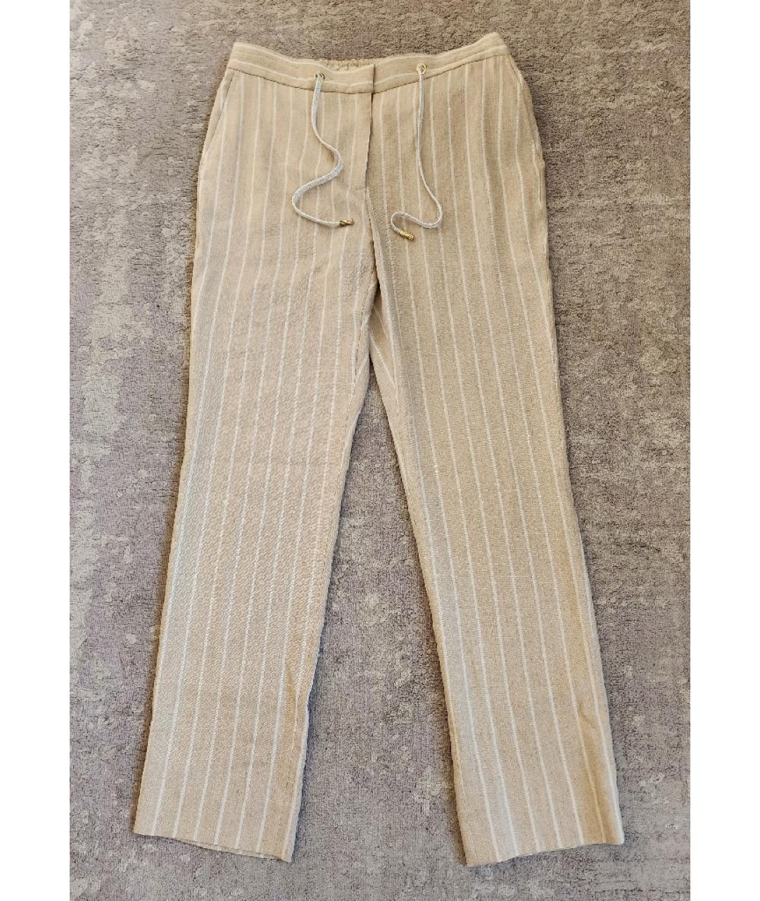 ELEVENTY Бежевые льняные прямые брюки, фото 10